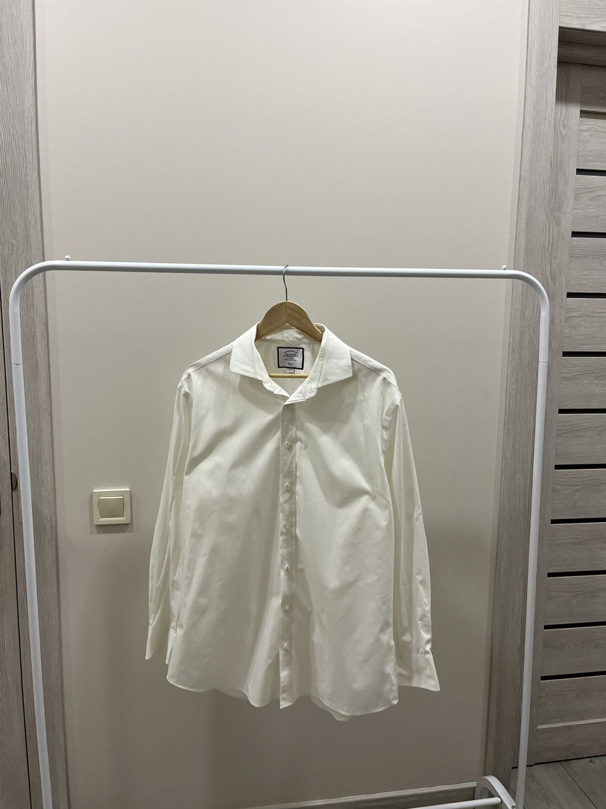 Charles Tyrwhitt Twill Button Up Ivory Size US L / EU 52-54 / 3 - 2 Thumbnail