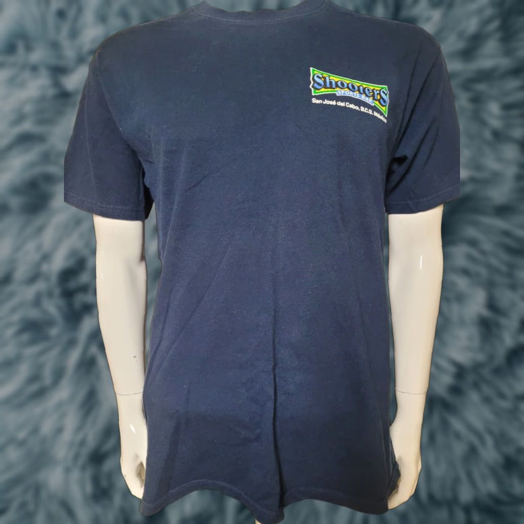 Vintage Shooters Sports Bar T Shirt San Jose del Cabo Mexico Large Blue Cotton Crew Neck Short Sleeve Mens T-Shirt Bars Shooters 100% Cotton Size US L / EU 52-54 / 3 - 1 Thumbnail