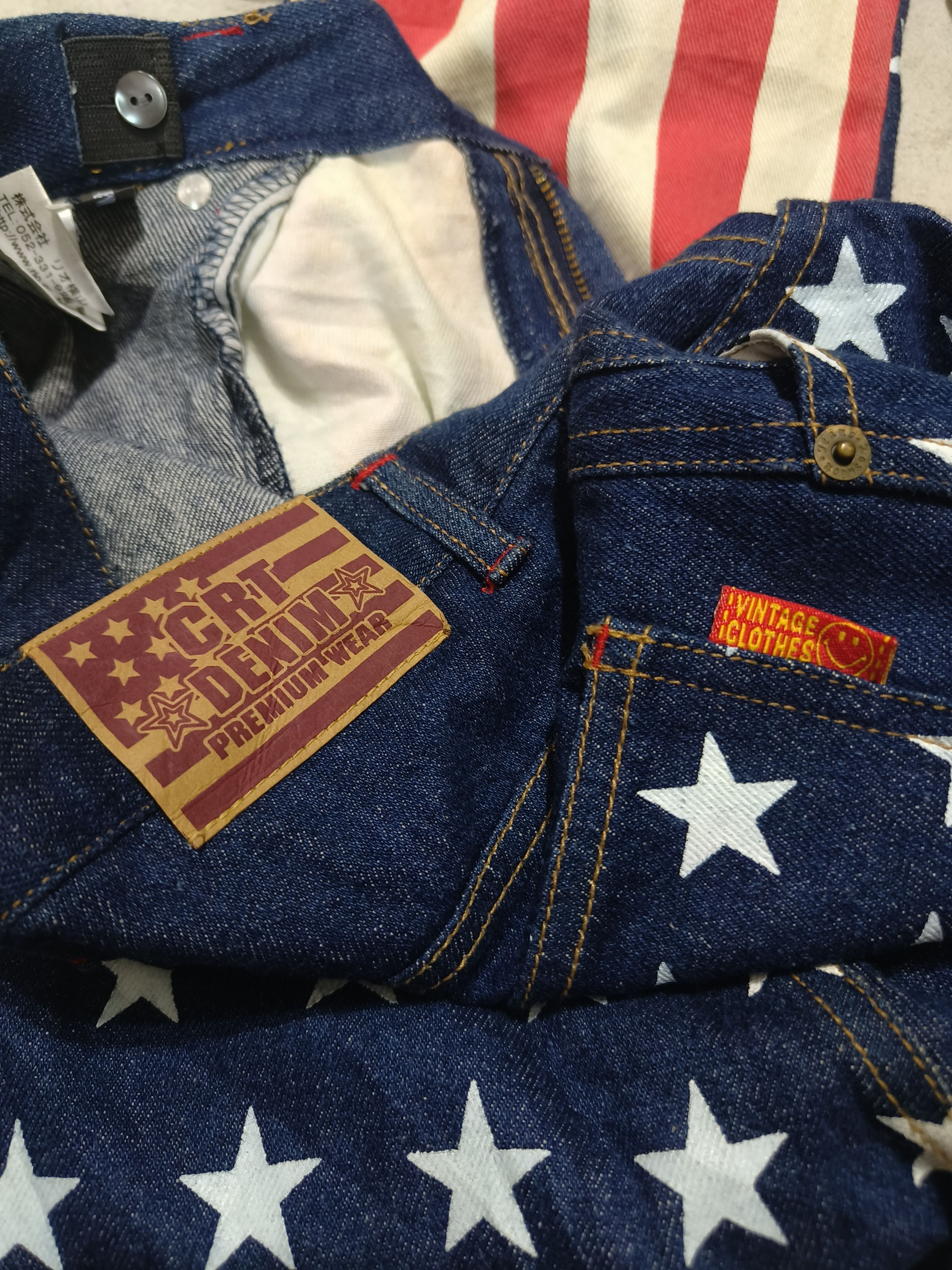 Japanese Brand Vintage CRT Navy USA Flag Printed Unique Motifs Jeans Pants Size 27" / US 4 / IT 40 - 6 Thumbnail