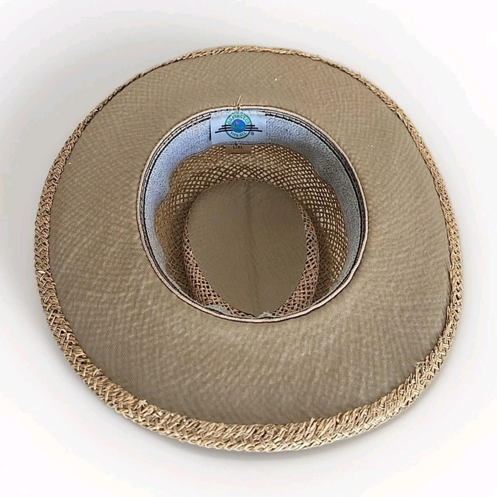 Other Vintage GREEN CLUB Fits All Straw Golf Hat Floral Band OS Size ONE SIZE - 4 Thumbnail