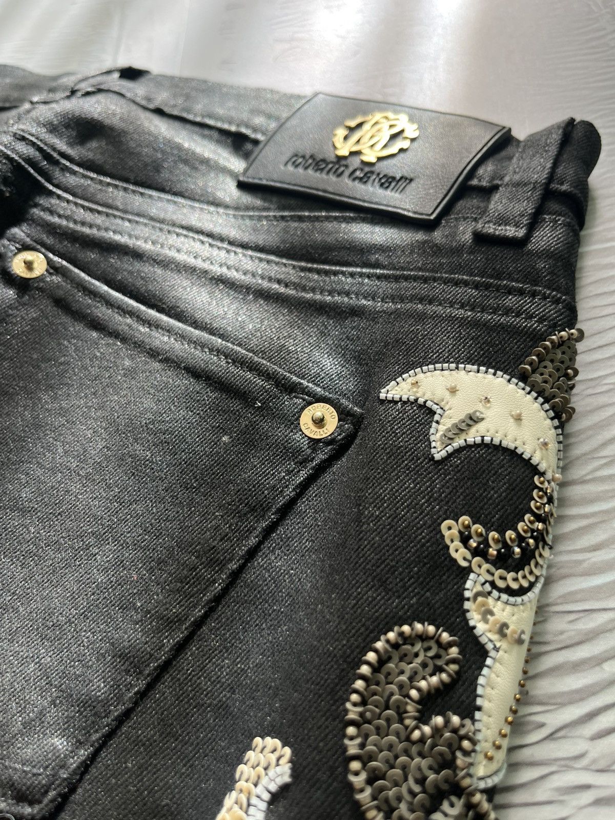 Roberto Cavalli Roberto Cavalli Embroidered Luxury Jeans Pants Black Size 28" / US 6 / IT 42 - 16 Thumbnail
