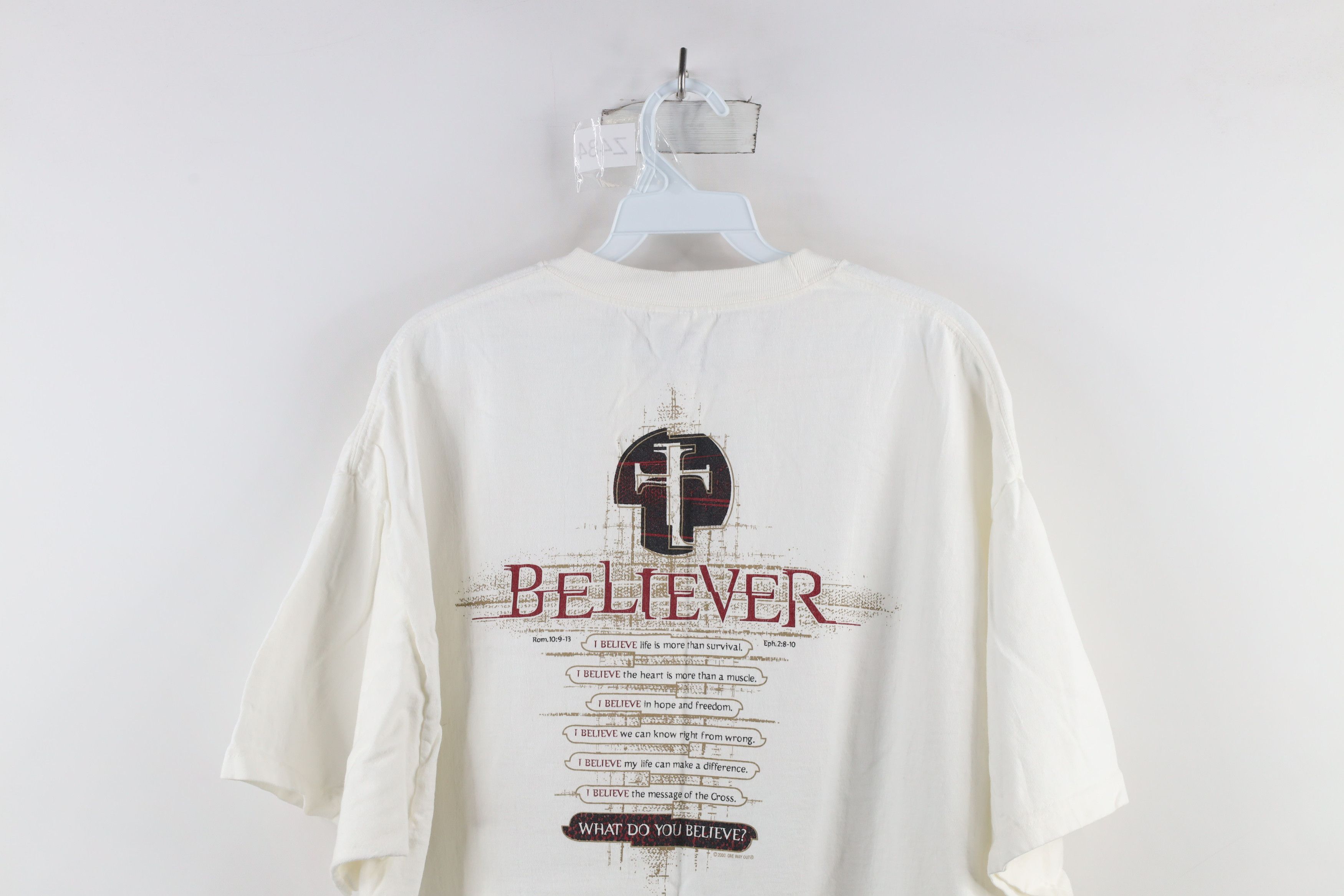 Vintage Vintage Y2K 2000 Jesus Cross The Life Giver T-Shirt White Size US XL / EU 56 / 4 - 11 Thumbnail