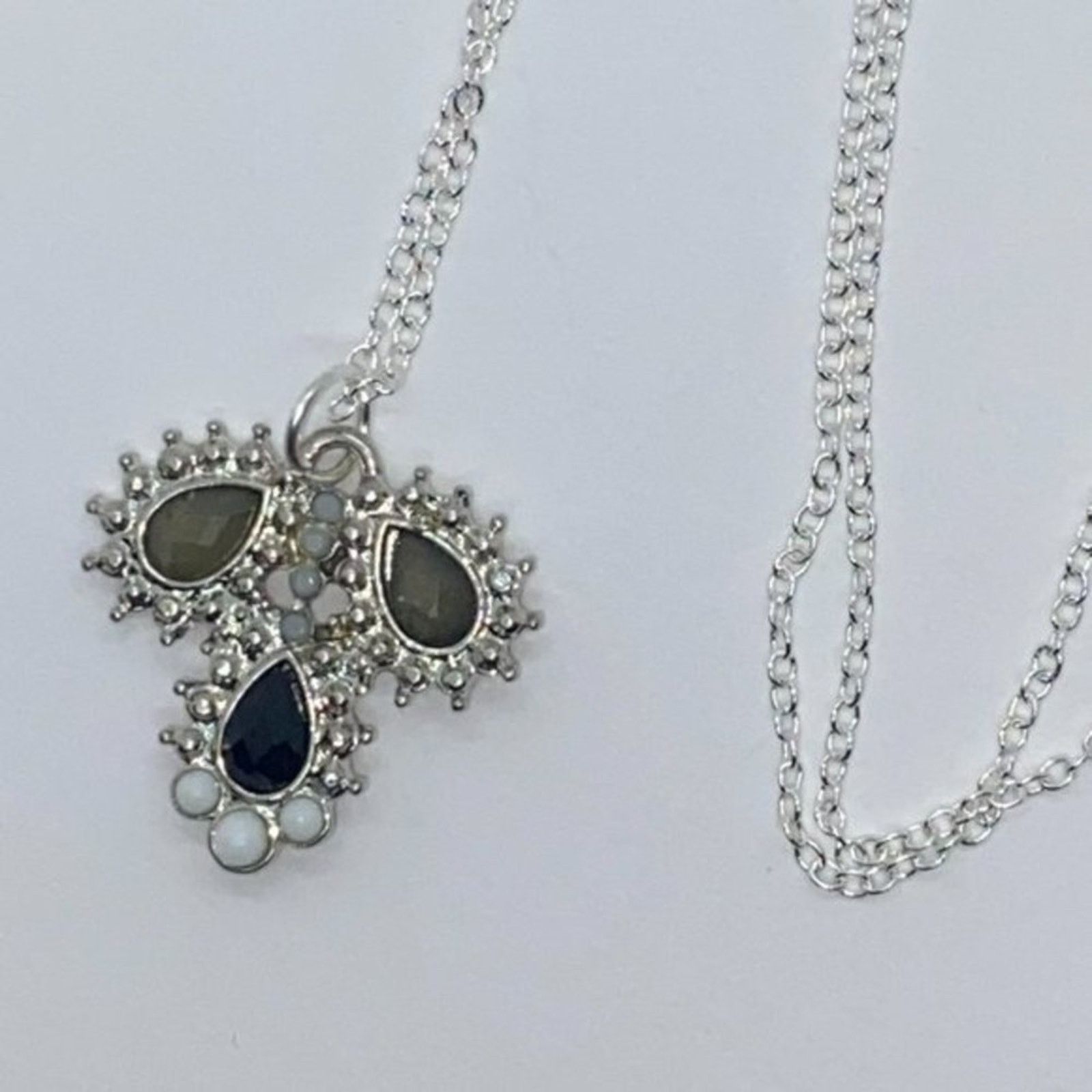 Handmade Silver-Tone Black Rhinestone Pendant Necklace Size ONE SIZE - 15 Thumbnail