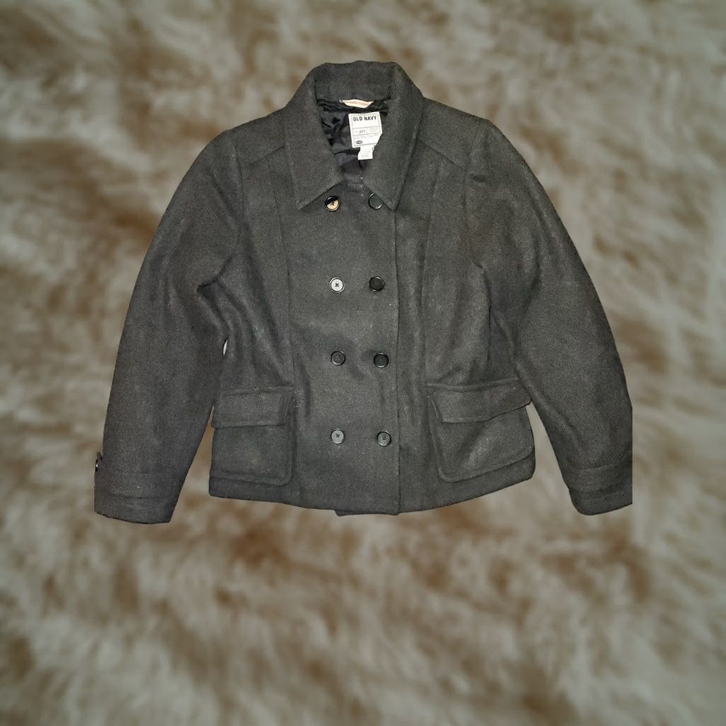 Old Navy VINTAGE Old Navy Double Breasted Wool Blend Pea Coat Women's Large Heather Gray Coat Womens Large Gray Wool Blend Pea Coat Size L / US 10 / IT 46 - 1 Thumbnail