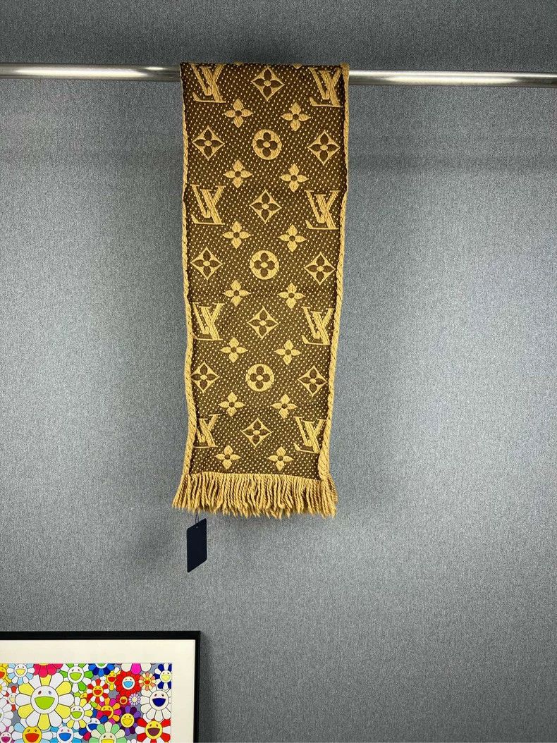Louis Vuitton Louis Vuitton Khaki presbyopic full LOGO wool scarf Size ONE SIZE - 2 Thumbnail