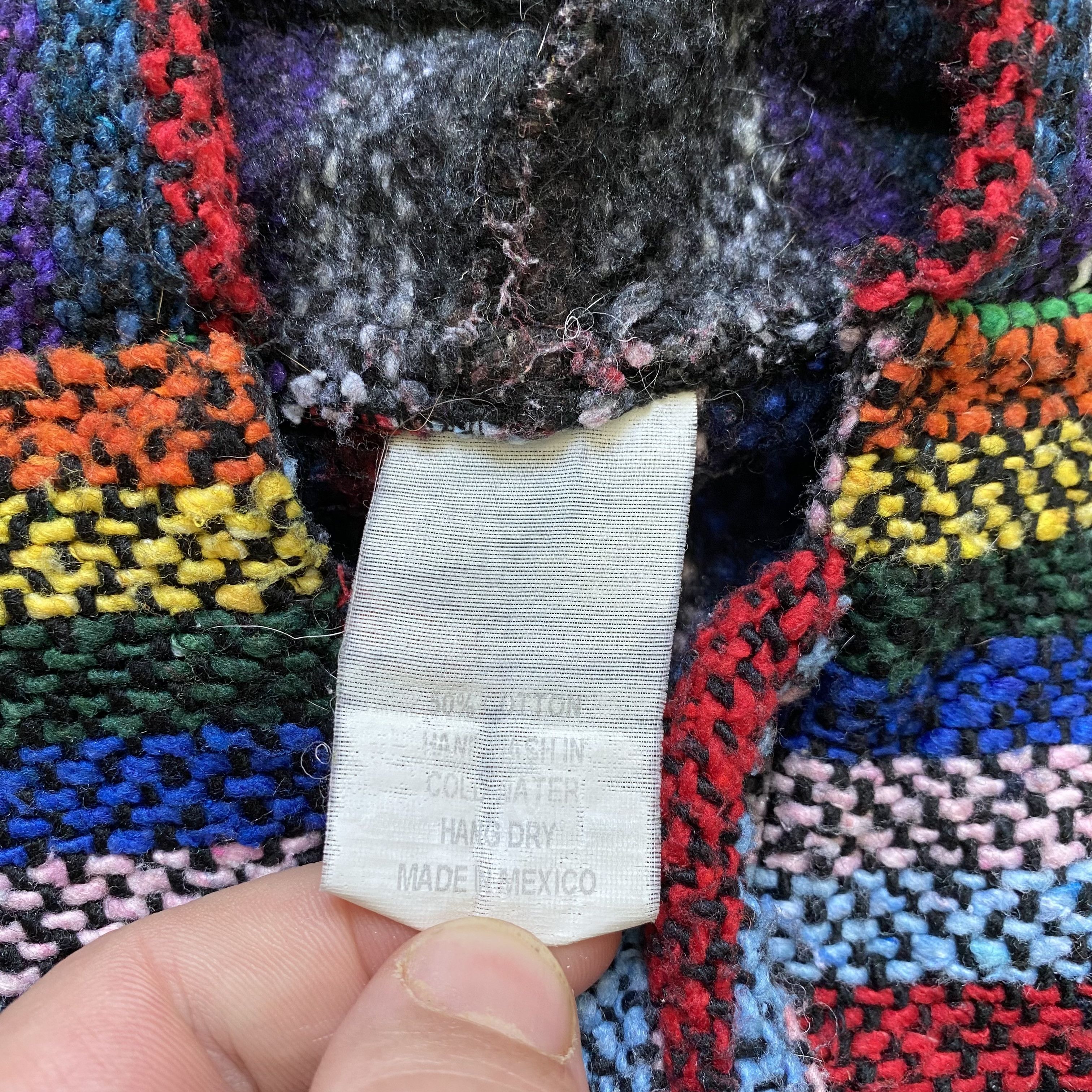 Japanese Brand Vintage 90s Baja Hoodie Drug Rug Knit Sweater Made in Mexico Size US M / EU 48-50 / 2 - 6 Thumbnail