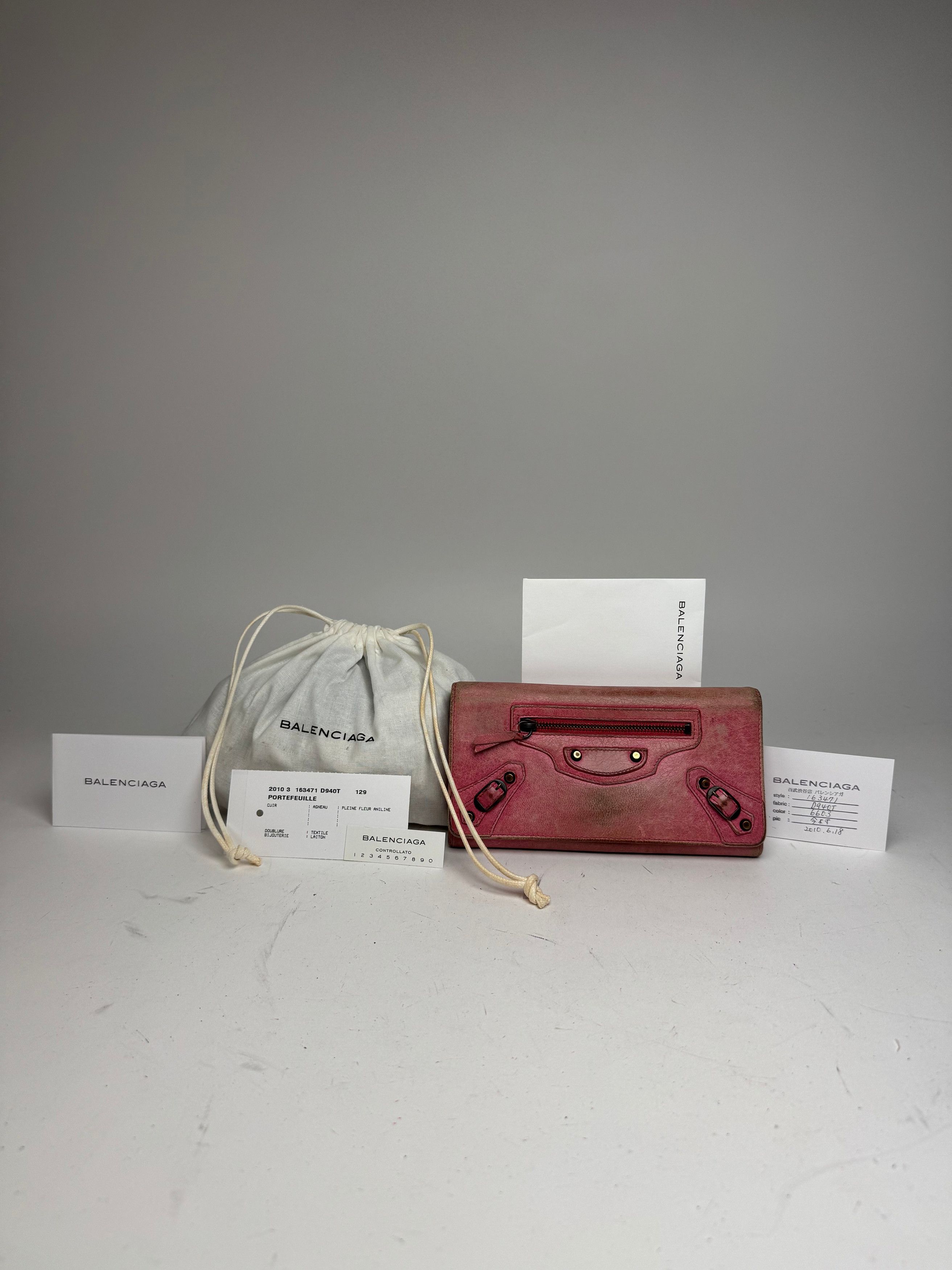 Balenciaga Vintage City Leather Wallet Pink Size ONE SIZE - 1 Thumbnail