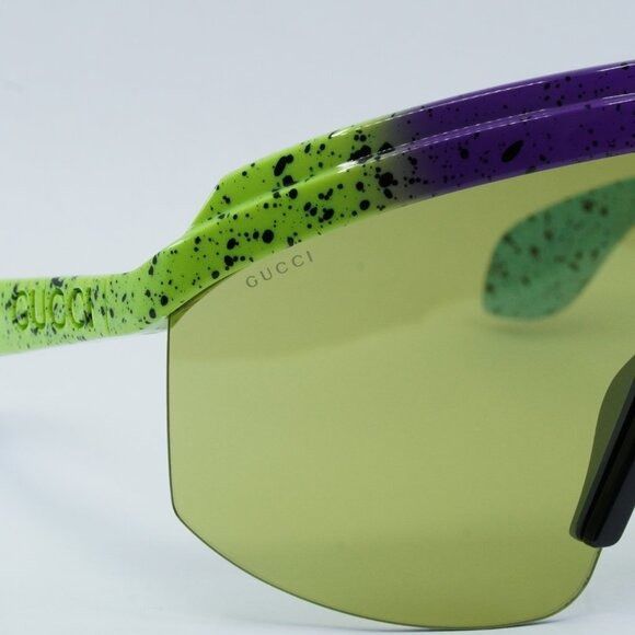 Gucci GG1477S 001 Sunglasses Violet Shaded Green Shield