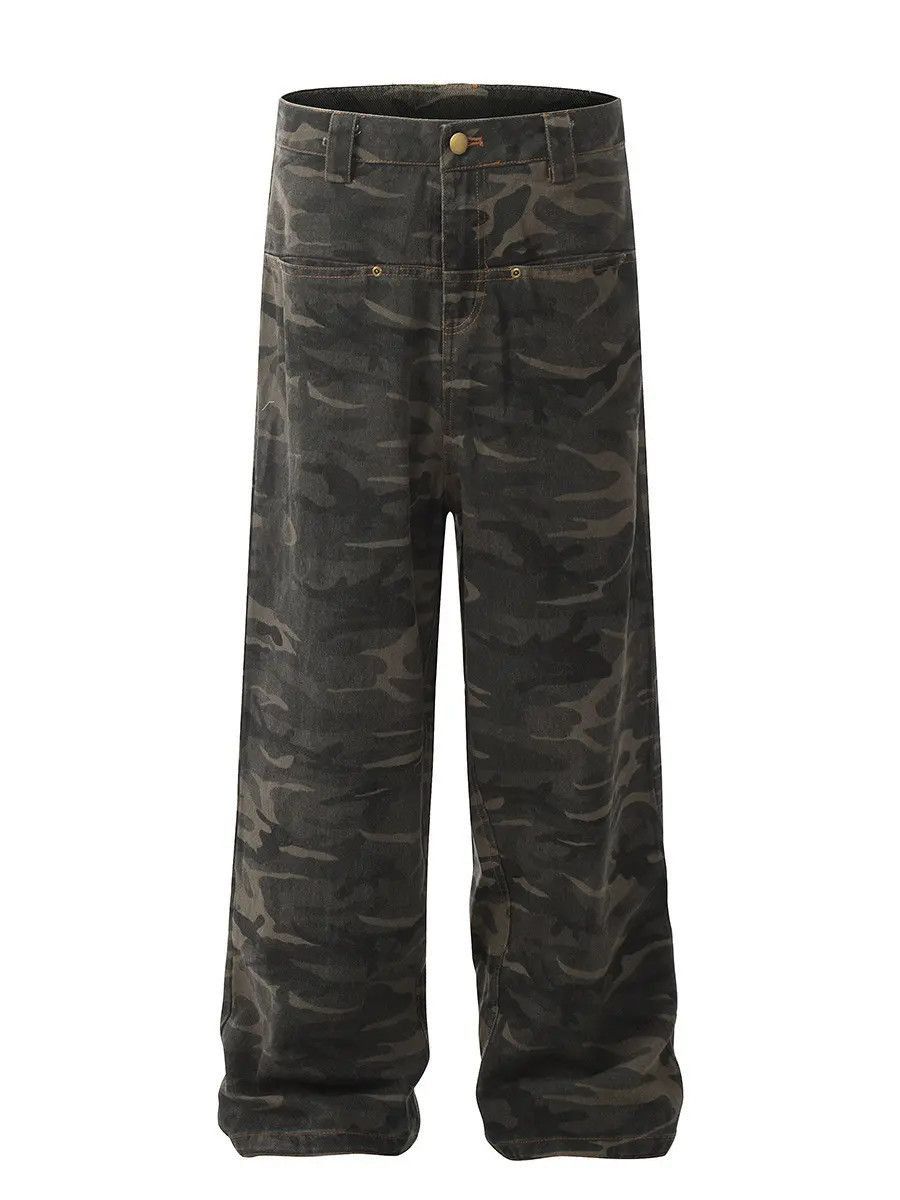 Japanese Brand Retro loose camouflage straight leg wide leg jeans Size US 30 / EU 46 - 5 Thumbnail