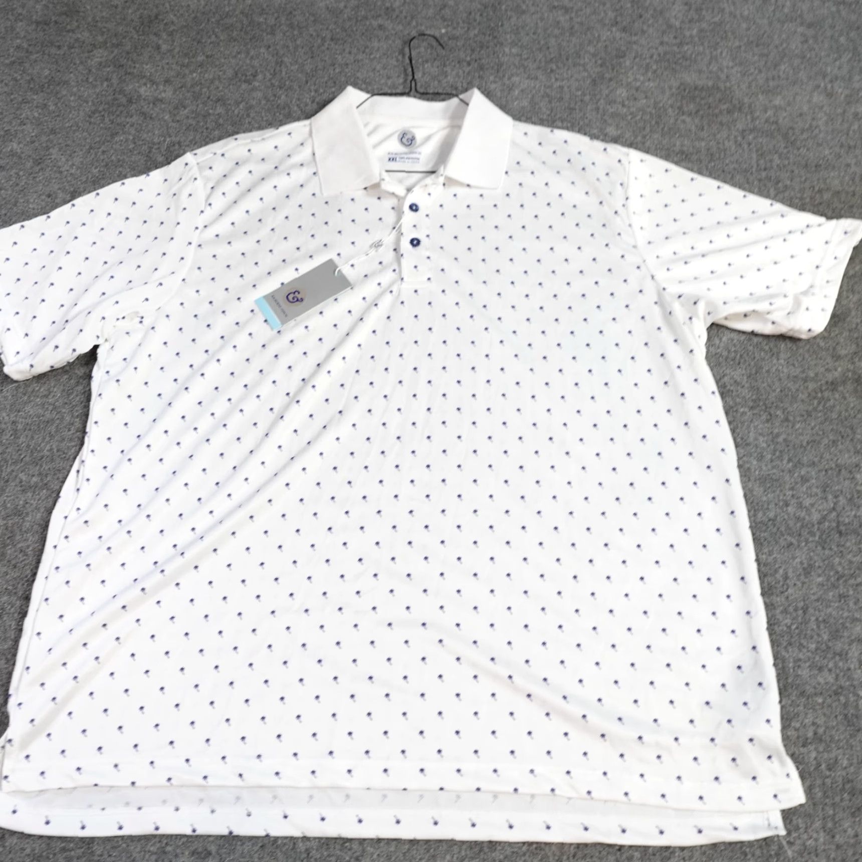 Vintage Kilburne and Finch Mens Polo Shirt 2XL White All Over Palm Trees NEW Shirt Men 2XL White Palm Trees Sports Polo Size US XXL / EU 58 / 5 - 2 Thumbnail