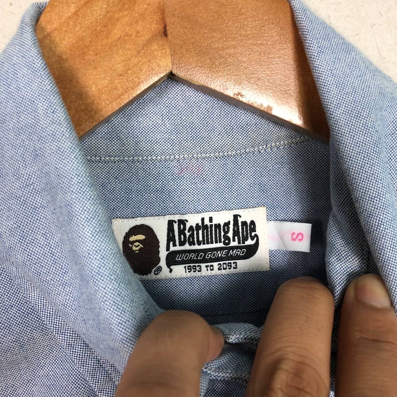 Bape Vtg BAPE Ape Head Oxford SS Shirt Size S Blue #3 Sleeves Size S / US 4 / IT 40 - 6 Thumbnail