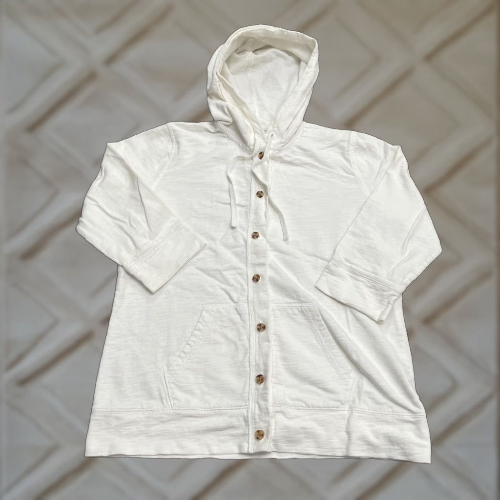 Vintage Style & Co. Sport Hoodie Sweatshirt Womens Small White 3/4 Sleeve Cardigan Activewear Casual Autumn Spring Summer Womens Size S / US 4 / IT 40 - 1 Thumbnail