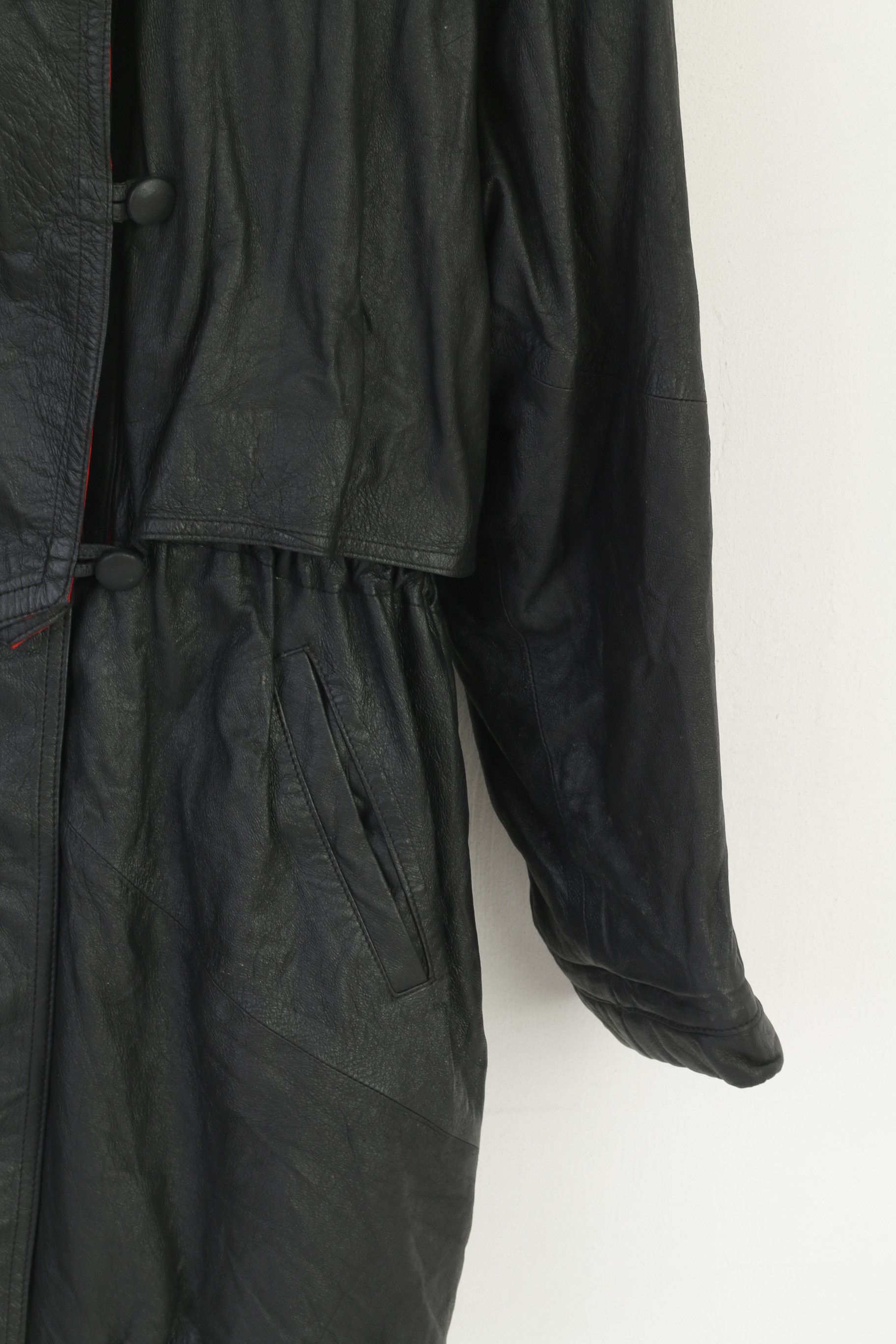 Vintage Vintage Women L Leather Jacket Black Red Hood 3968 Size L / US 10 / IT 46 - 5 Thumbnail