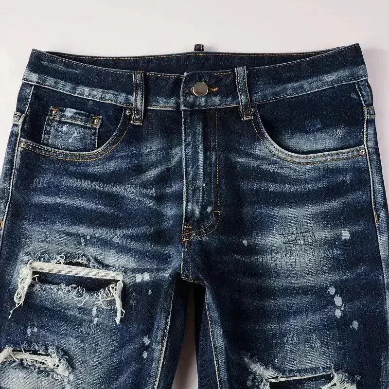 Japanese Brand Mens Non-Stretch Graffiti Slim Fit Ripped Jeans Size US 32 / EU 48 - 3 Thumbnail