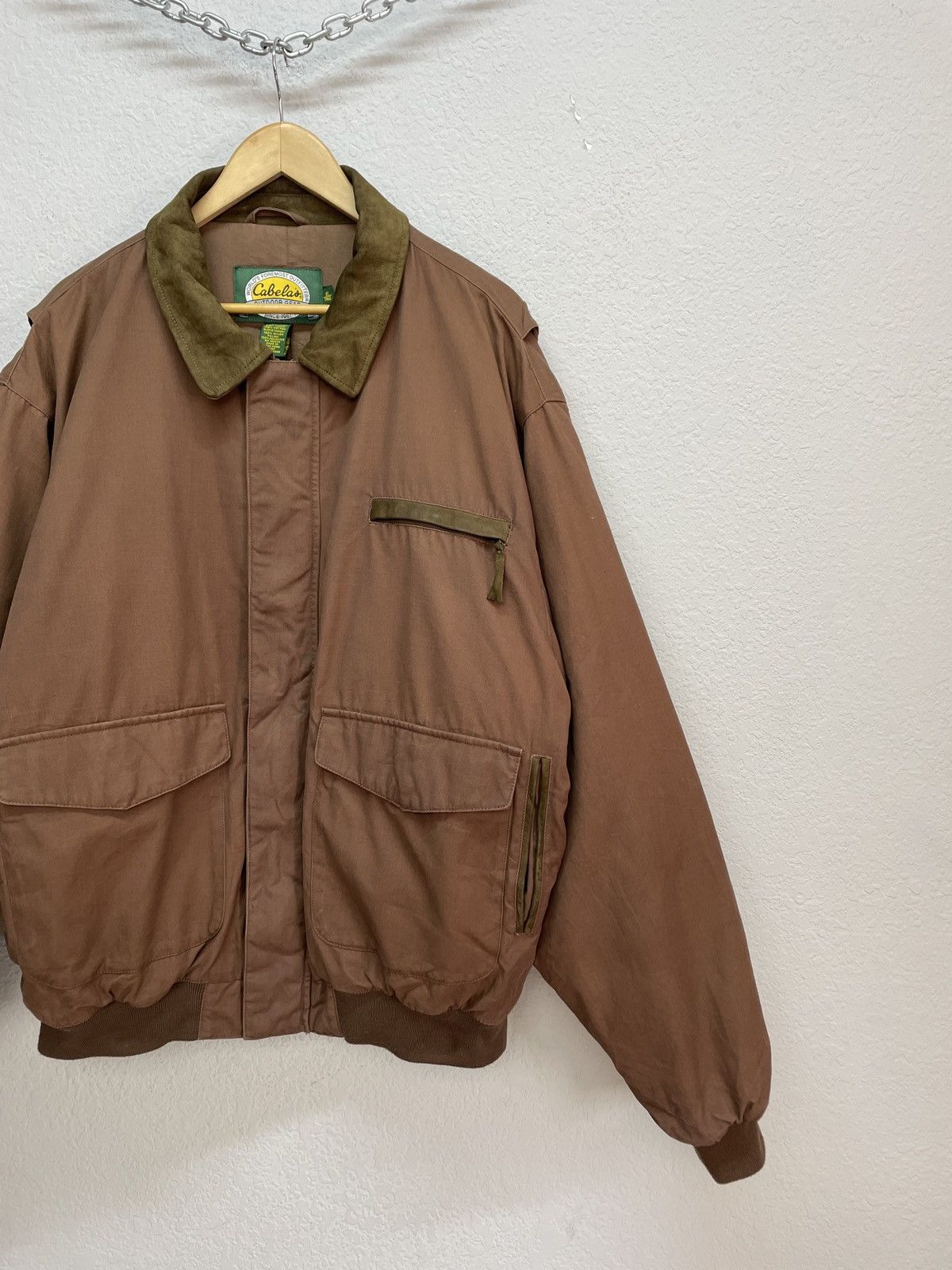 Schott Vintage y2k Avirex Vibe Cabelas Brown Nylon Leather Jacket Size US XL / EU 56 / 4 - 4 Thumbnail