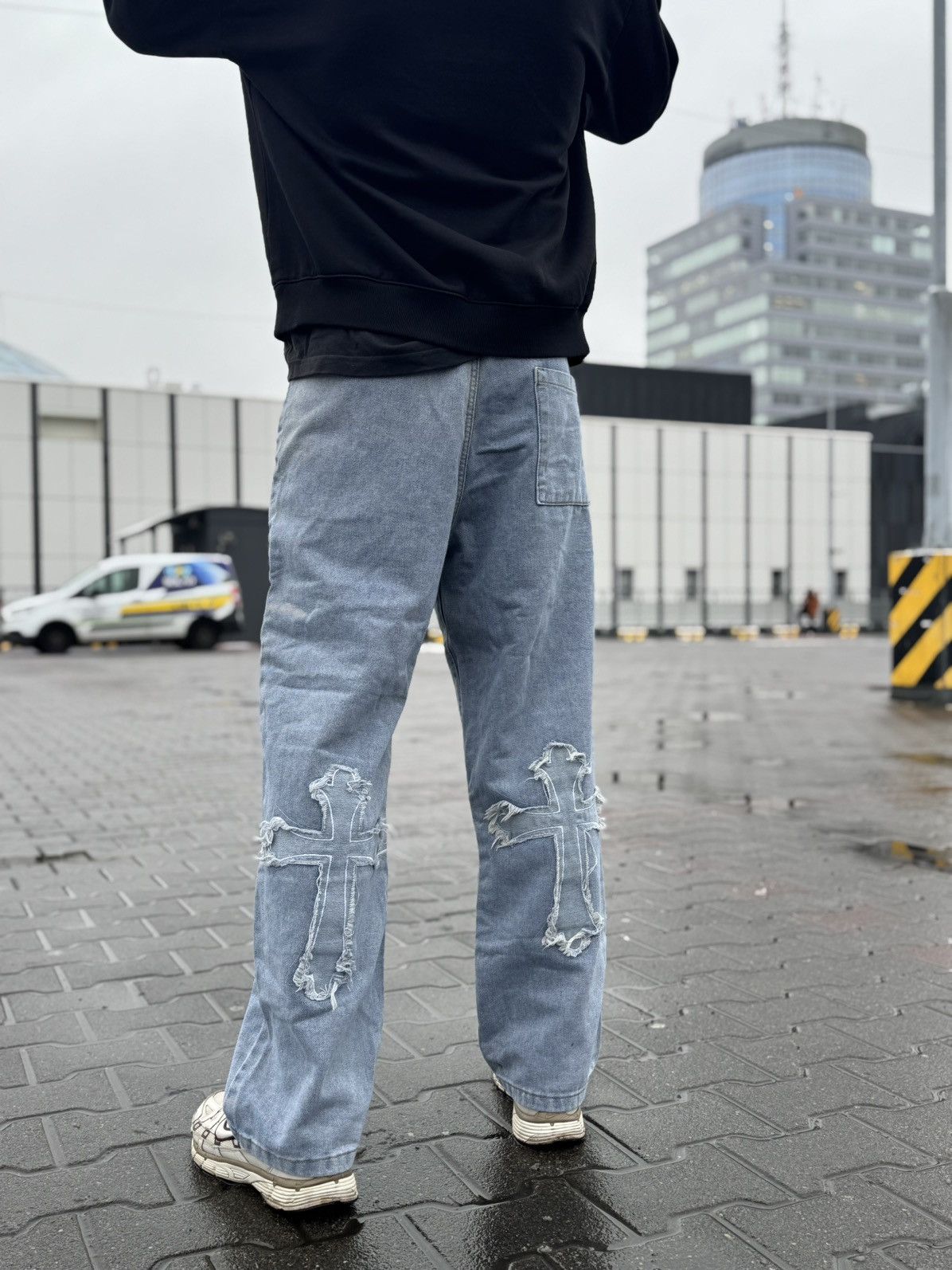 If Six Was Nine × Vintage 🔥 Denim Jeans with Cross Patches 🔥 Size US 34 / EU 50 - 4 Thumbnail