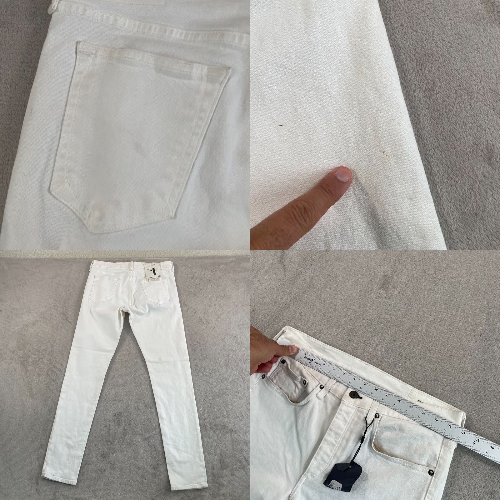 Rag & Bone Rag & Bone Jeans Men 33x34 White Button Fly Fit 1 Extra Slim NWT Size US 33 - 9 Thumbnail