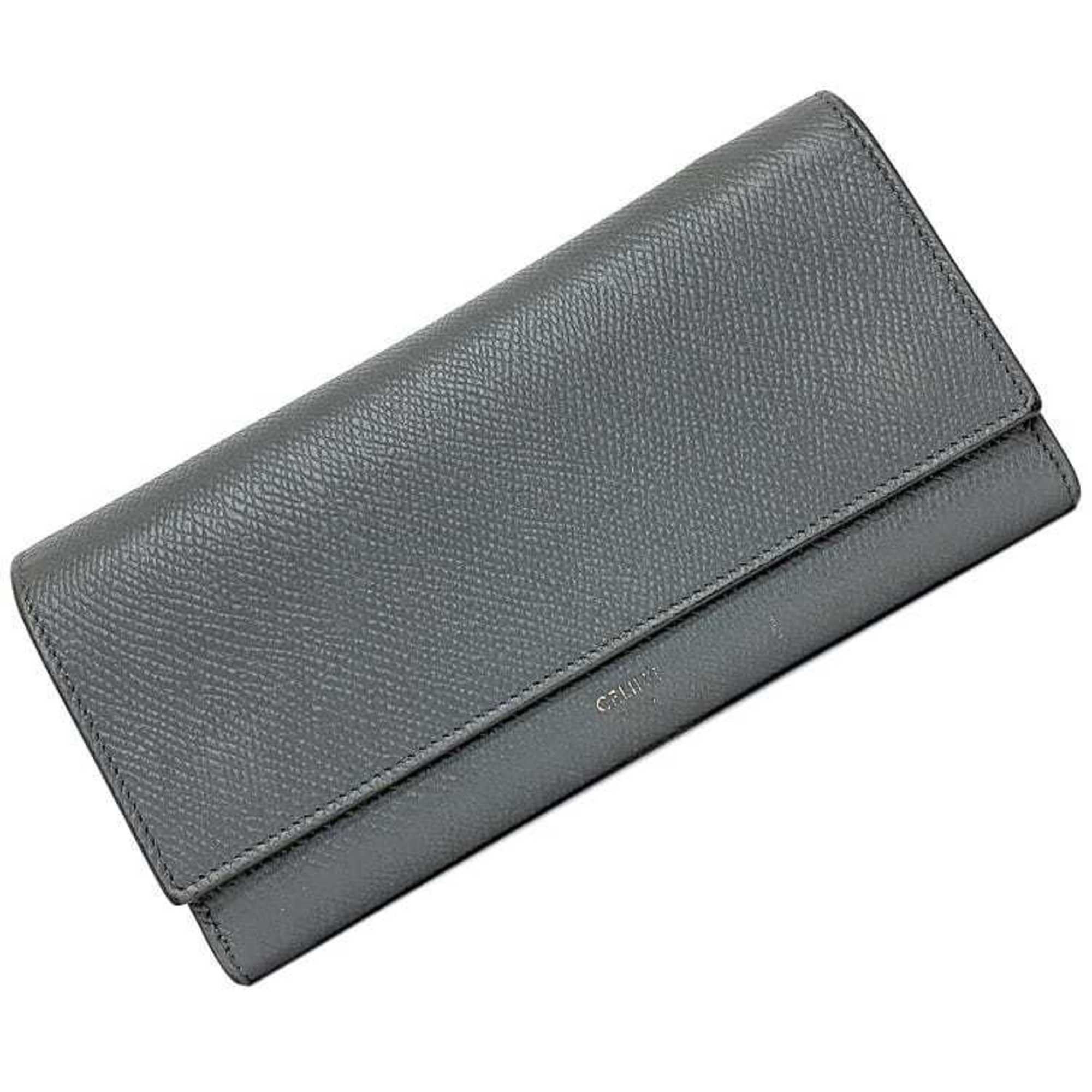 image of Celine Bifold Long Wallet Gray 10B563Bel.09Gm Leather Celine Flap Women's in Grey