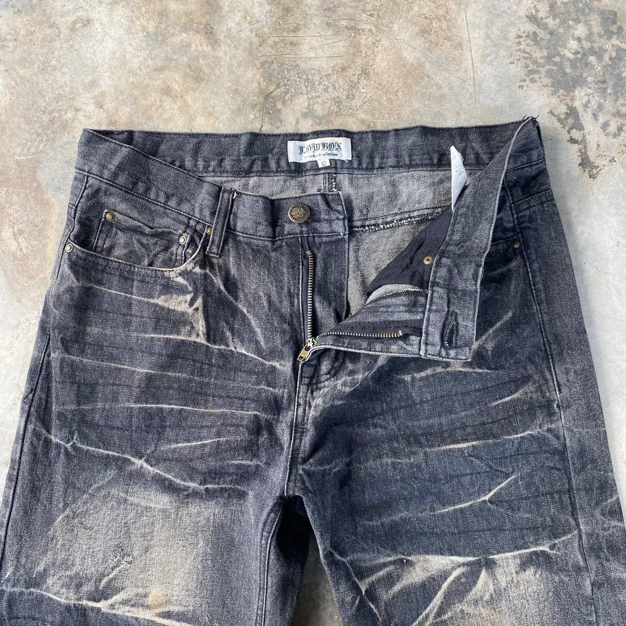 LOWBOX Archival LOWBOX Distressed Mud-Wash Denim Faded Black Grunge Size US 32 / EU 48 - 6 Thumbnail