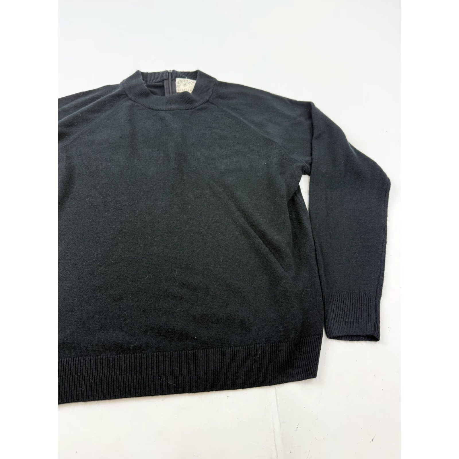 Vintage Debbie Morgan Sweater Womens Large Black Mock Neck Zip Back Knit Pullover Size L / US 10 / IT 46 - 3 Thumbnail