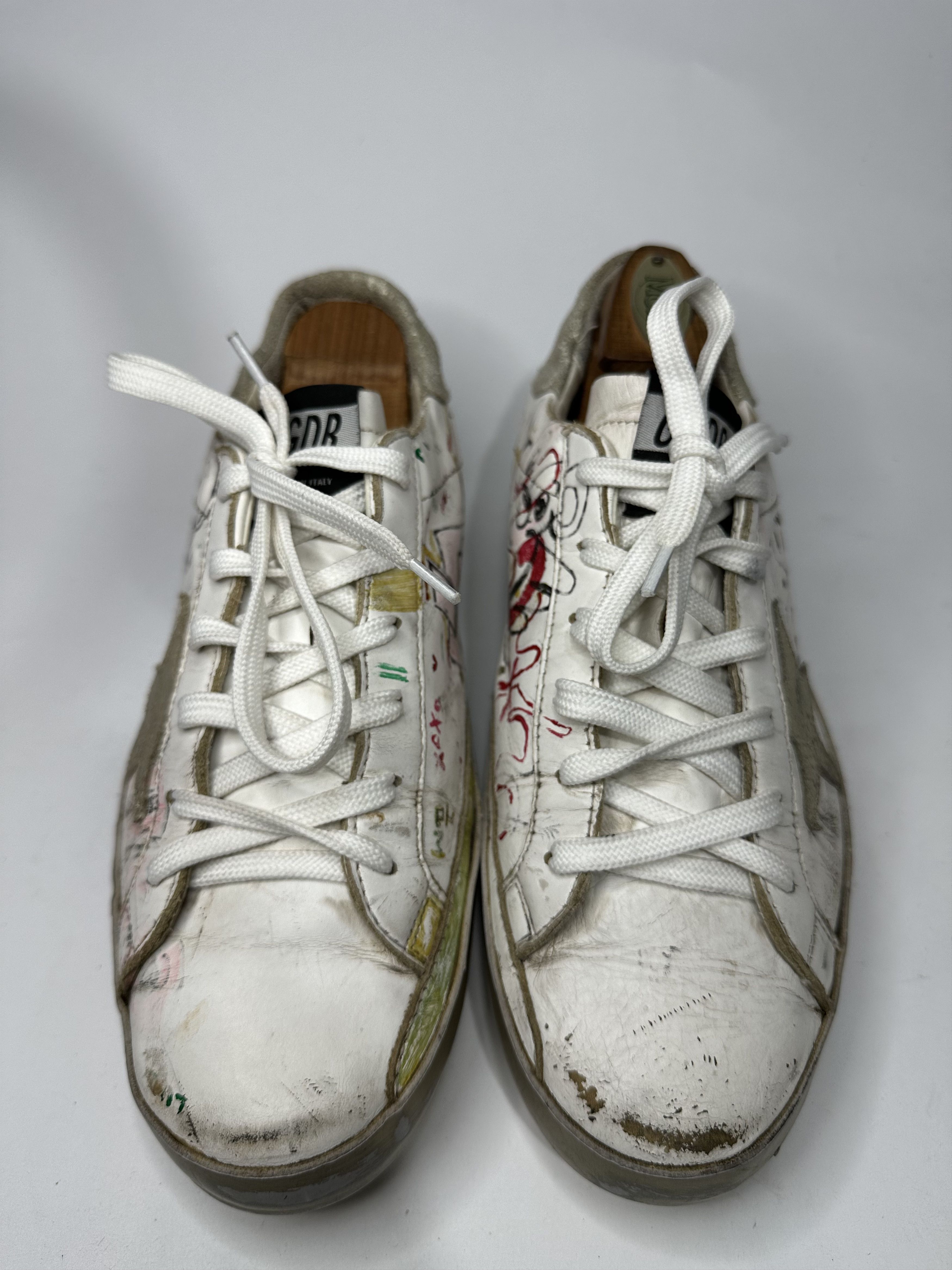 Golden Goose Golden Goose Graffiti Superstar Distressed Leather Sneakers. Size US 7 / EU 40 - 2 Thumbnail