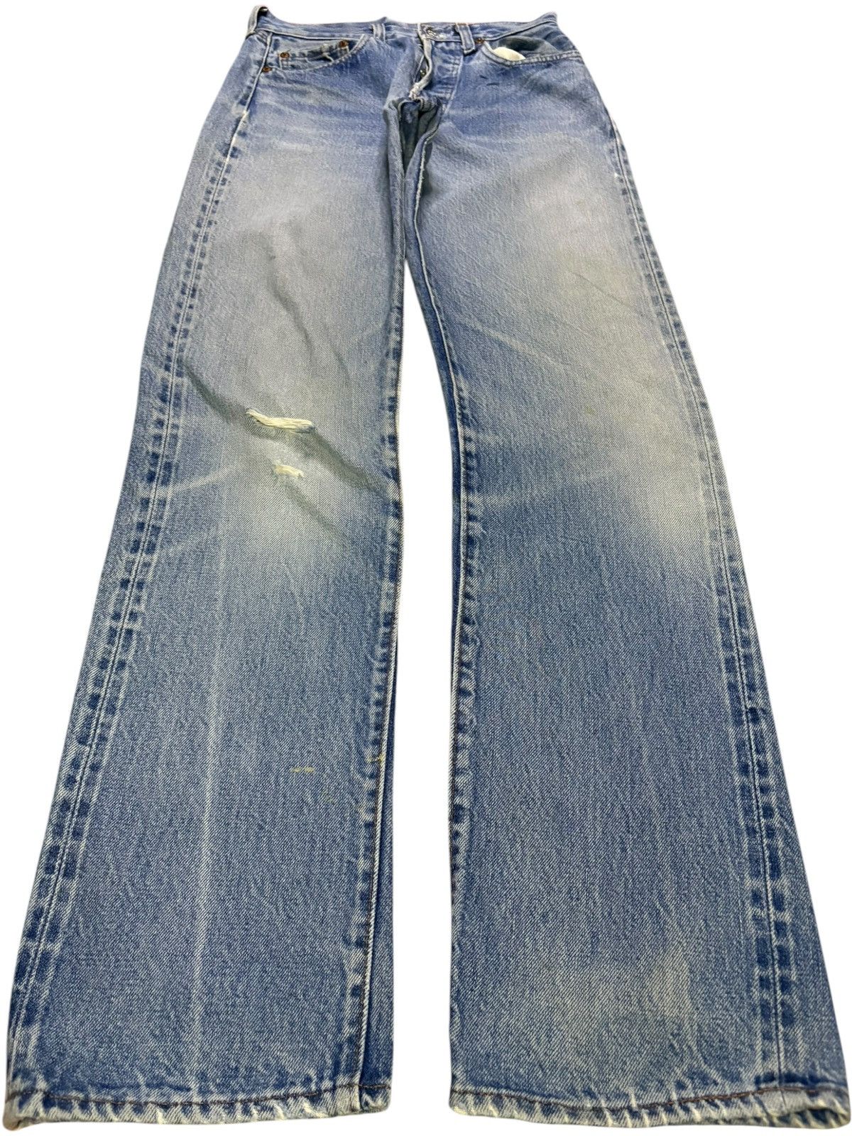 Levi's Vintage 80s Levis 501 Selvedge Distressed Jeans Button 524 Size US 26 / EU 42 - 2 Thumbnail