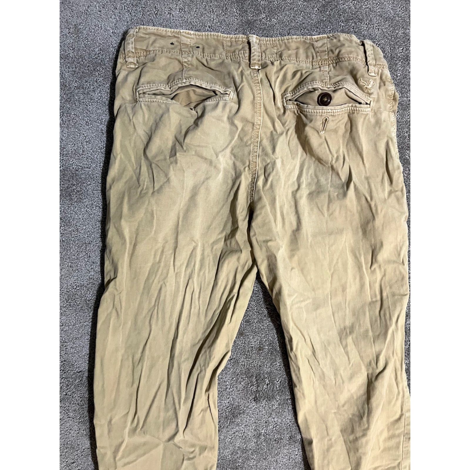 American Eagle Outfitters American Eagle Slim Fit Khaki Pants 30x32 Beige Flat Front Stretch Casual Mens Size US 30 / EU 46 - 2 Thumbnail