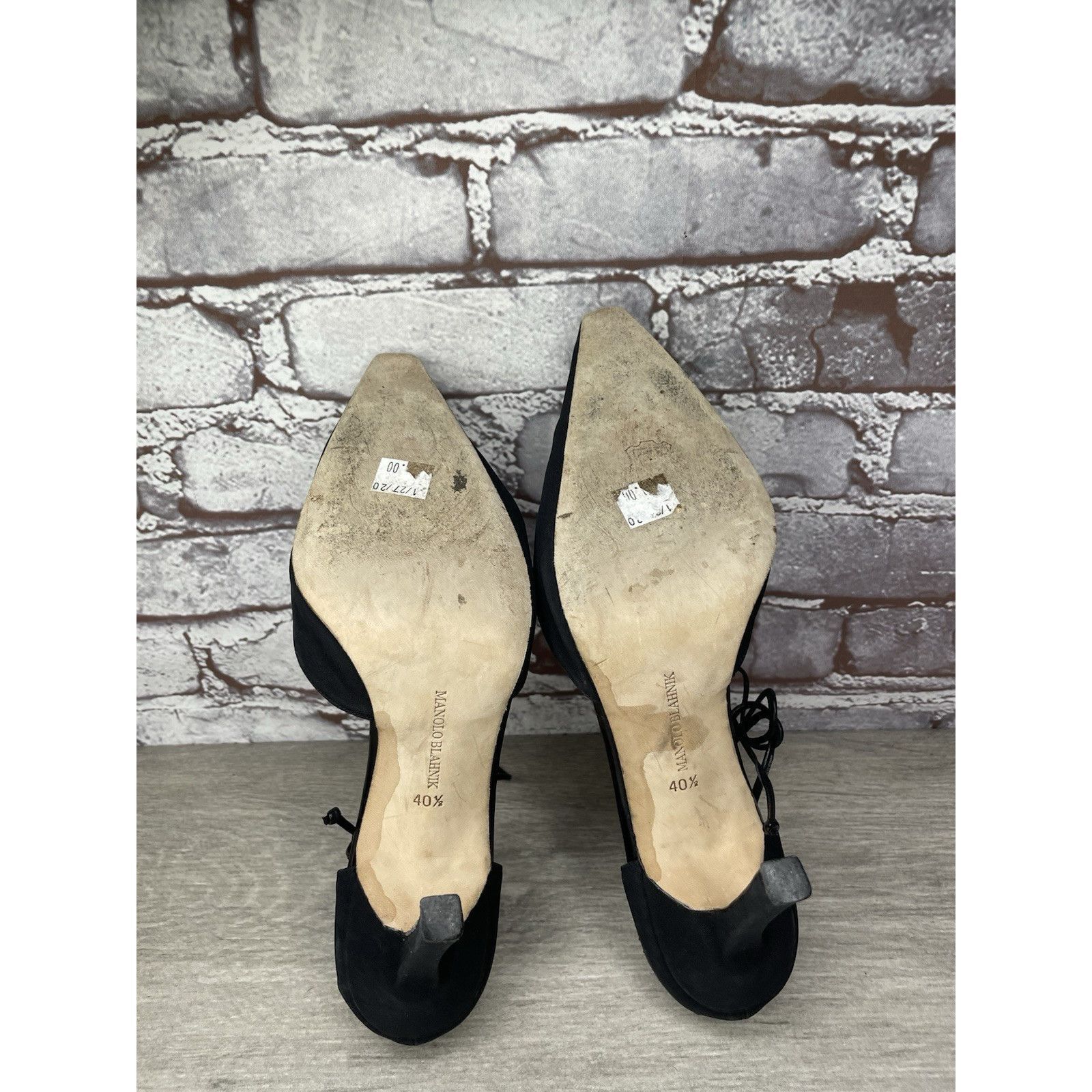 Manolo Blahnik Manolo Blahnik Black Satin Pointed Toe Strappy Stiletto Heel Size US 9 / IT 39 - 23 Thumbnail