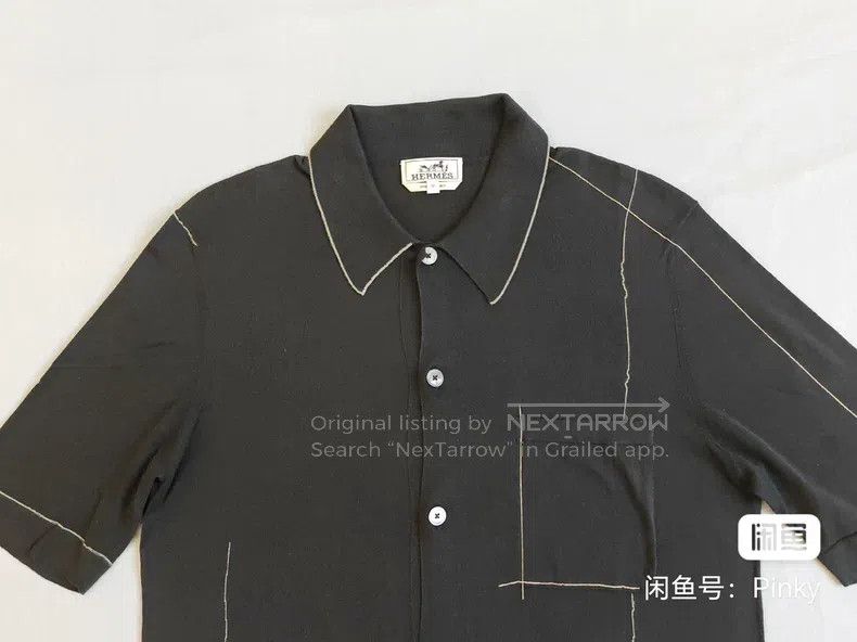 Hermes Hermes Men's short-sleeved knit sweater, black and grey, 1 Size US M / EU 48-50 / 2 - 3 Thumbnail