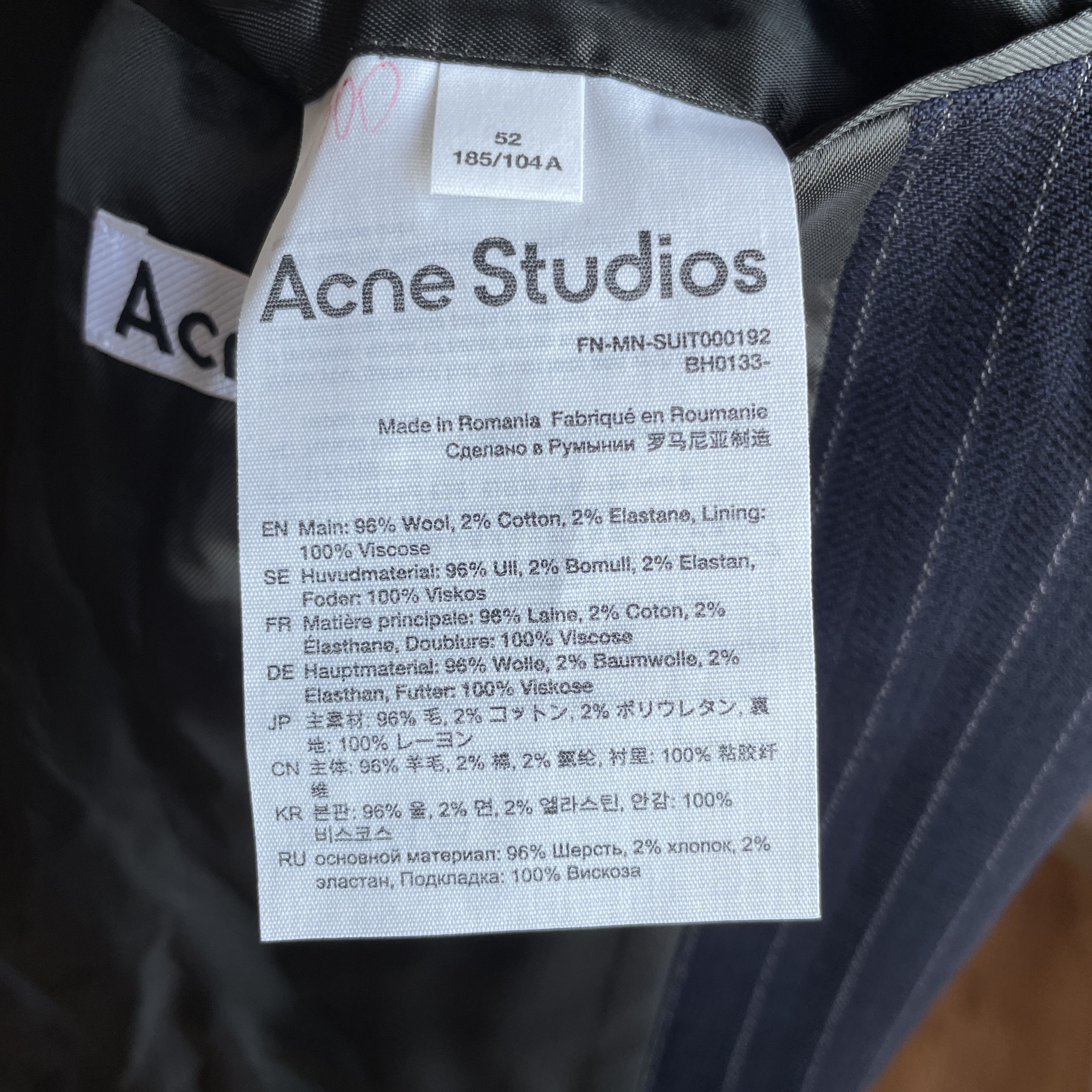 Acne Studios Acne Studios Pinstripe Navy Suit Jacket Blazer Size EUR 52 Size 42R - 8 Thumbnail