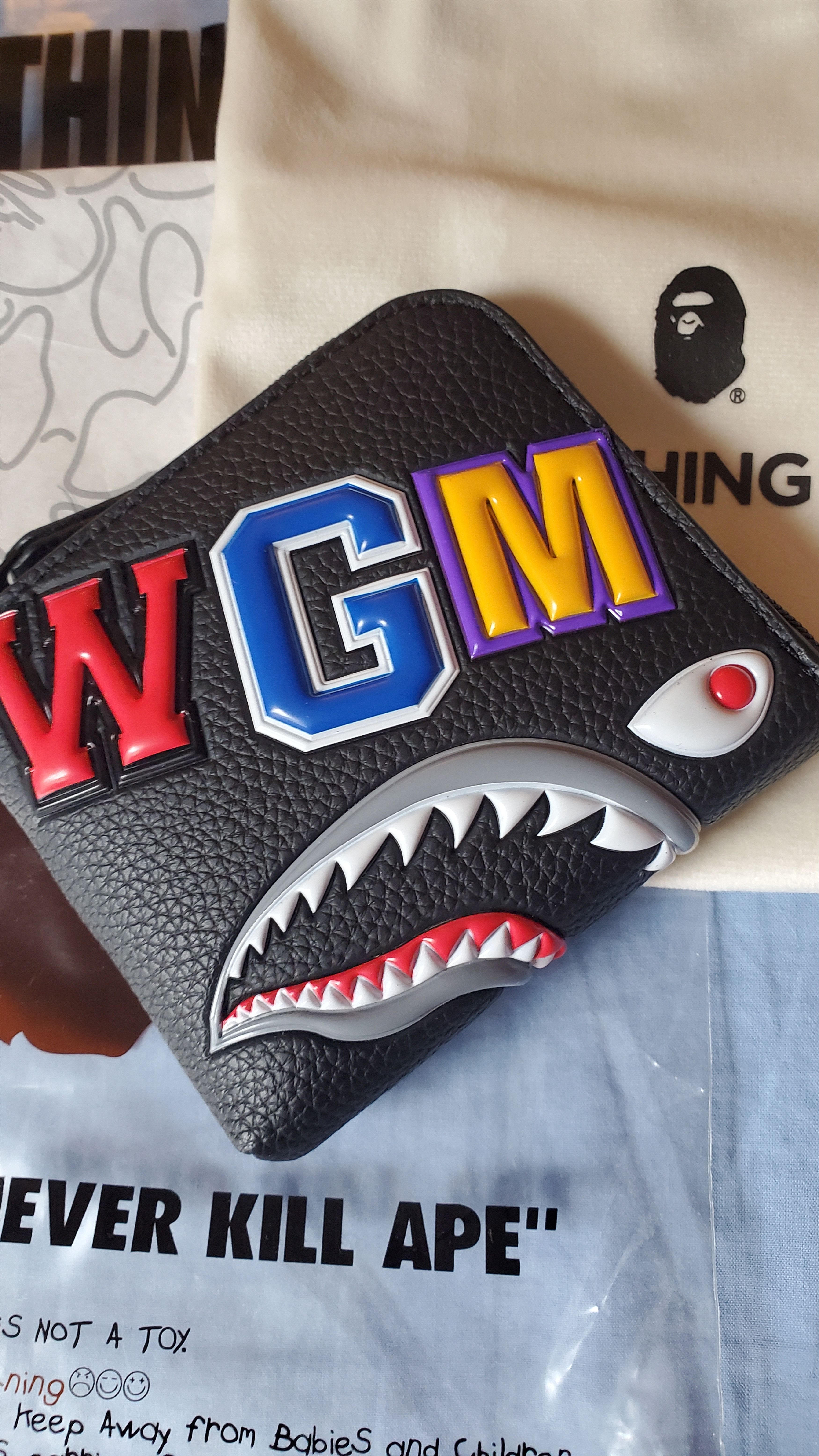 Bape Black leather shark wallet Size ONE SIZE - 2 Thumbnail