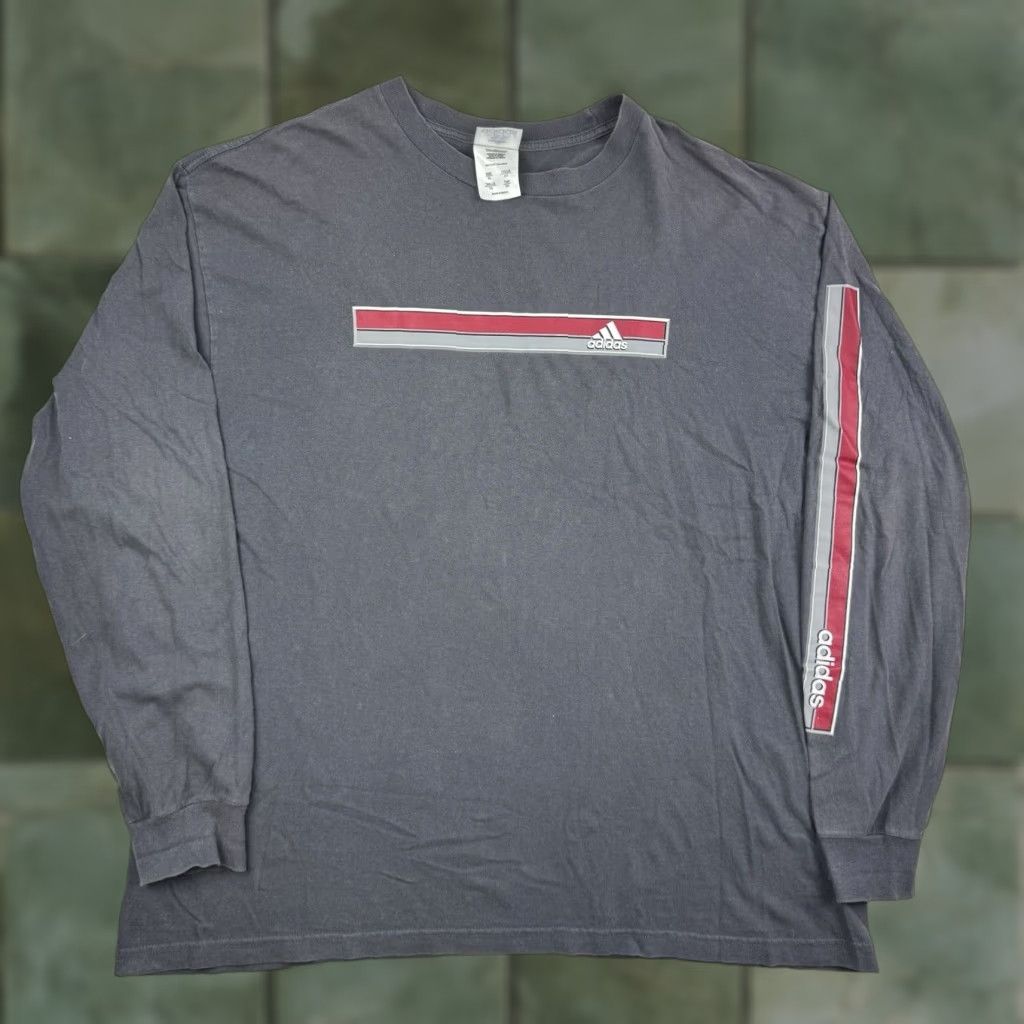 Adidas VINTAGE Adidas Long Sleeve T-Shirt Men XL Gray Hipster 90s Y2K Sports America Size US XL / EU 56 / 4 - 1 Thumbnail
