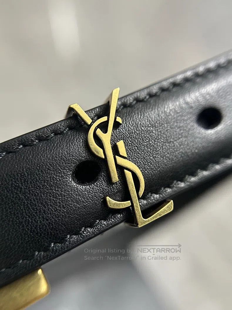 Saint Laurent Paris Saint Laurent Paris Black gold logo emblem needle buckle b Size ONE SIZE - 3 Thumbnail