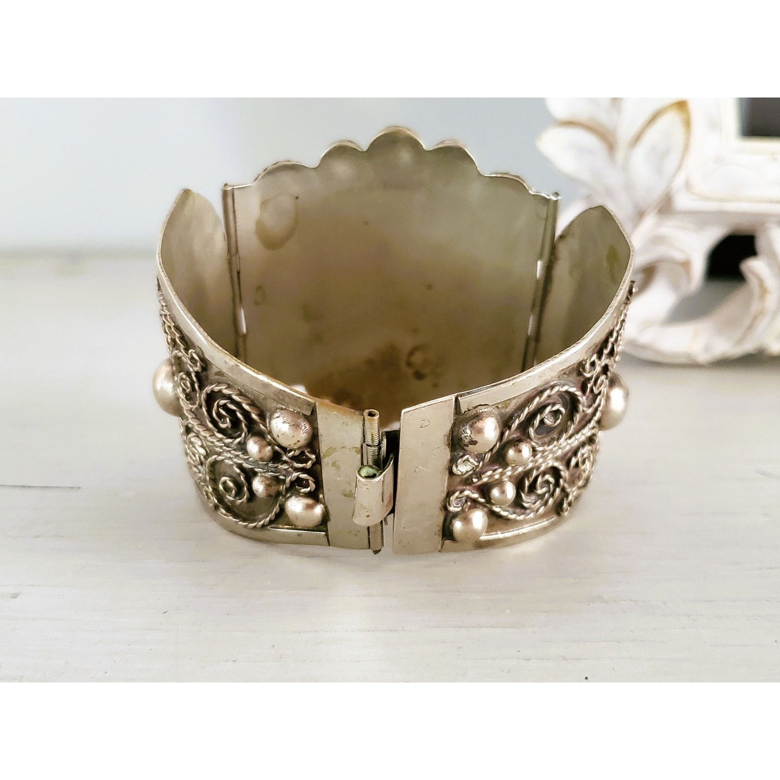 Other Vintage Large Silver Panel Onyx Mexico Panel Bracelet Size ONE SIZE - 3 Thumbnail