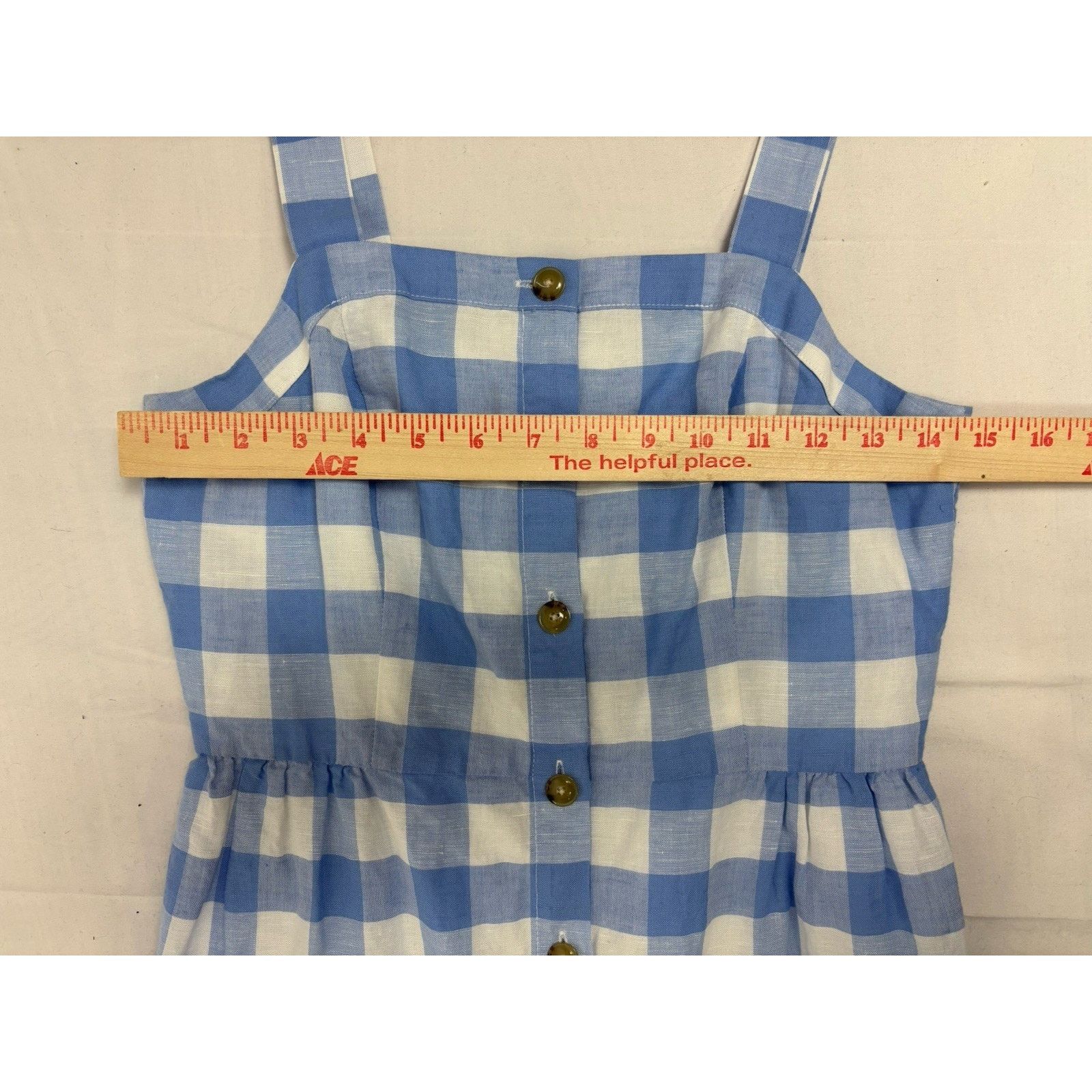 J.Crew J. Crew Dress Blue White Gingham Print Button Front Linen 0 Size XS / US 0-2 / IT 36-38 - 3 Thumbnail