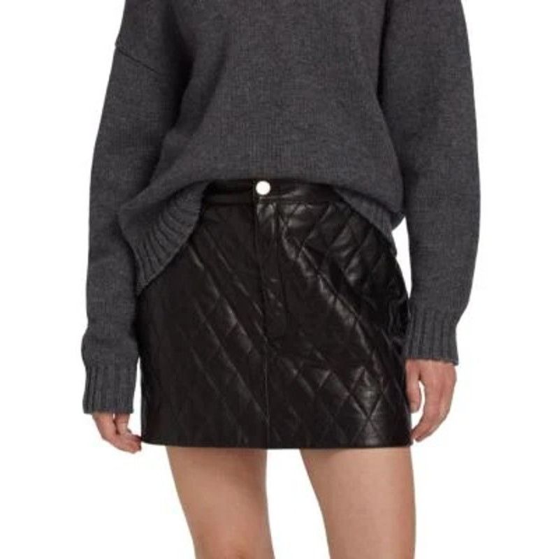 Frame FRAME Quilted Lamb Leather Miniskirt XL Size 32" / US 10 / IT 46 - 1 Thumbnail