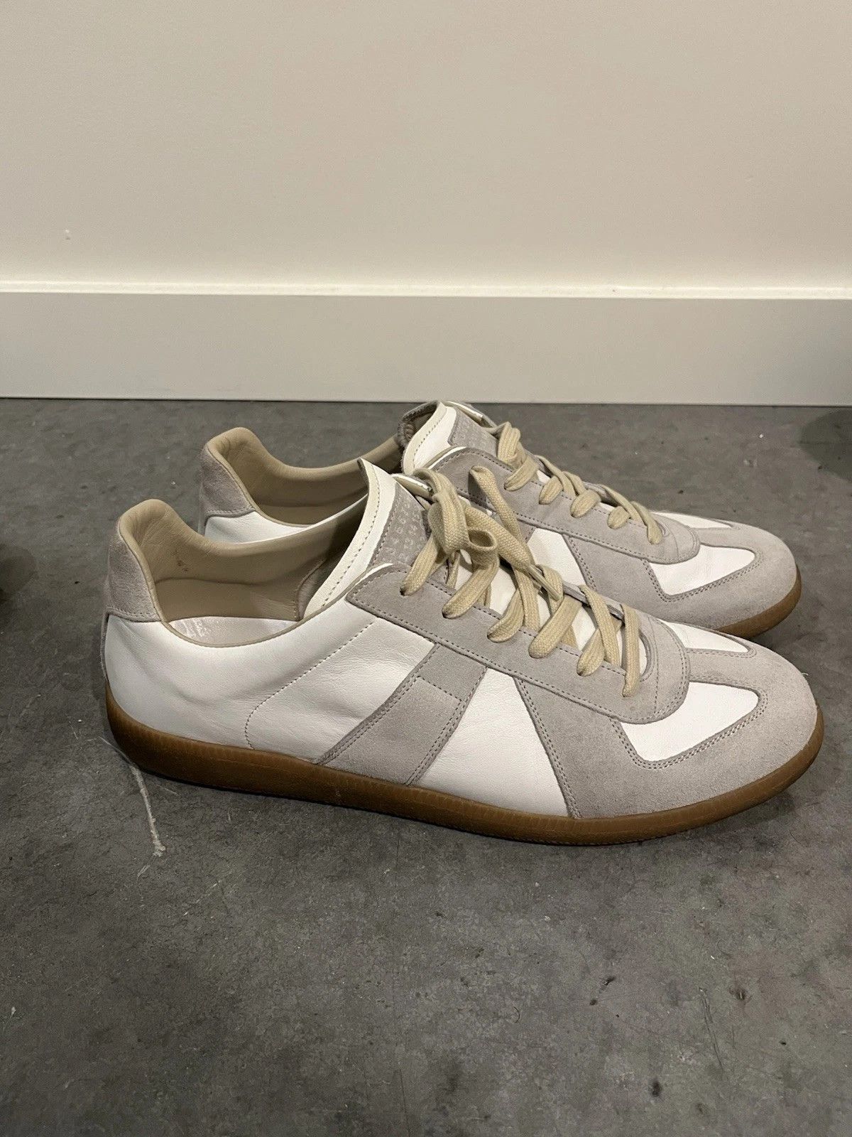 Maison Margiela Gat Replica White Gray 14 47 Leather Lows Shoes in Grey, Men's