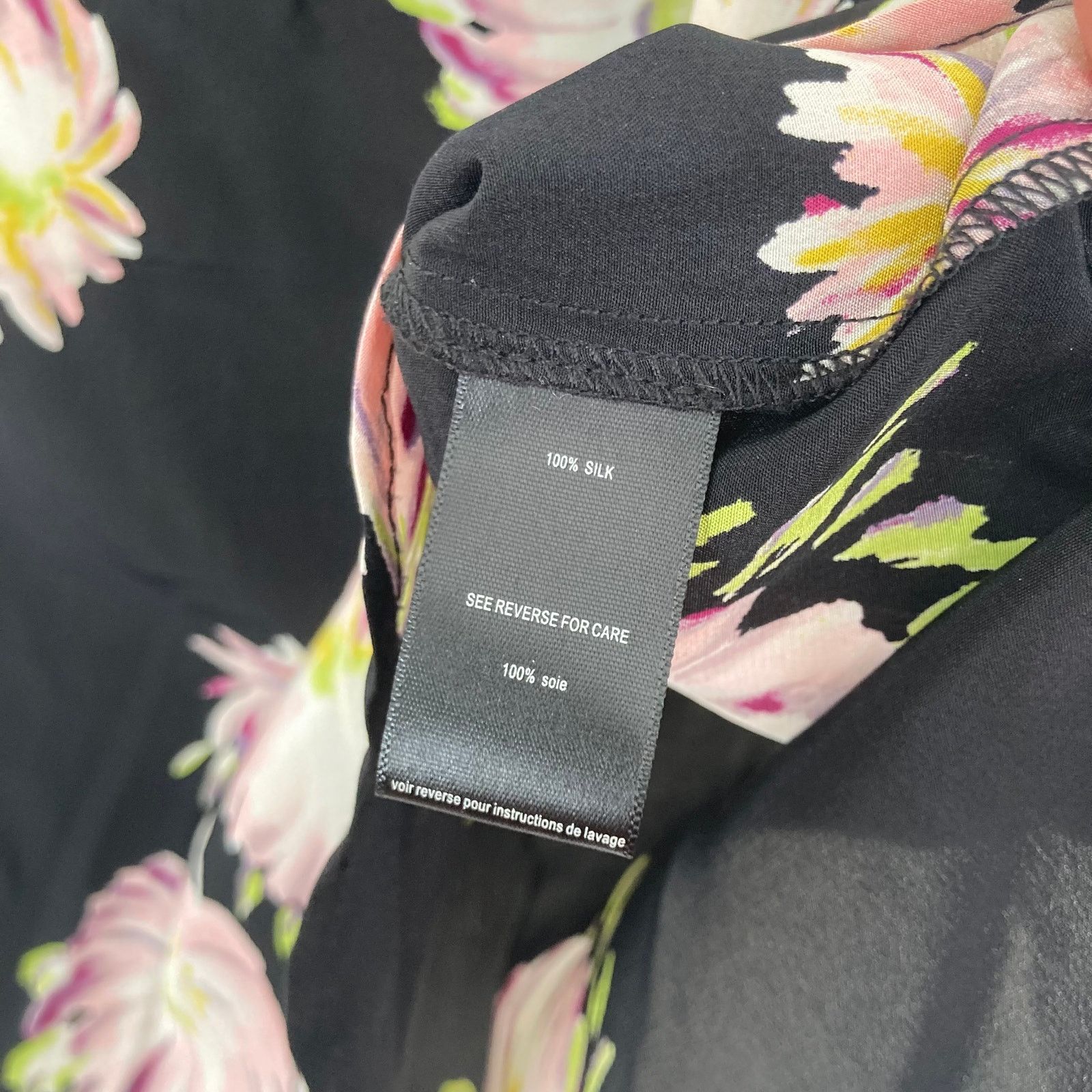 Other PJK Patterson J Kincaid Black Silk Floral Popover Blouse M Size M / US 6-8 / IT 42-44 - 3 Thumbnail