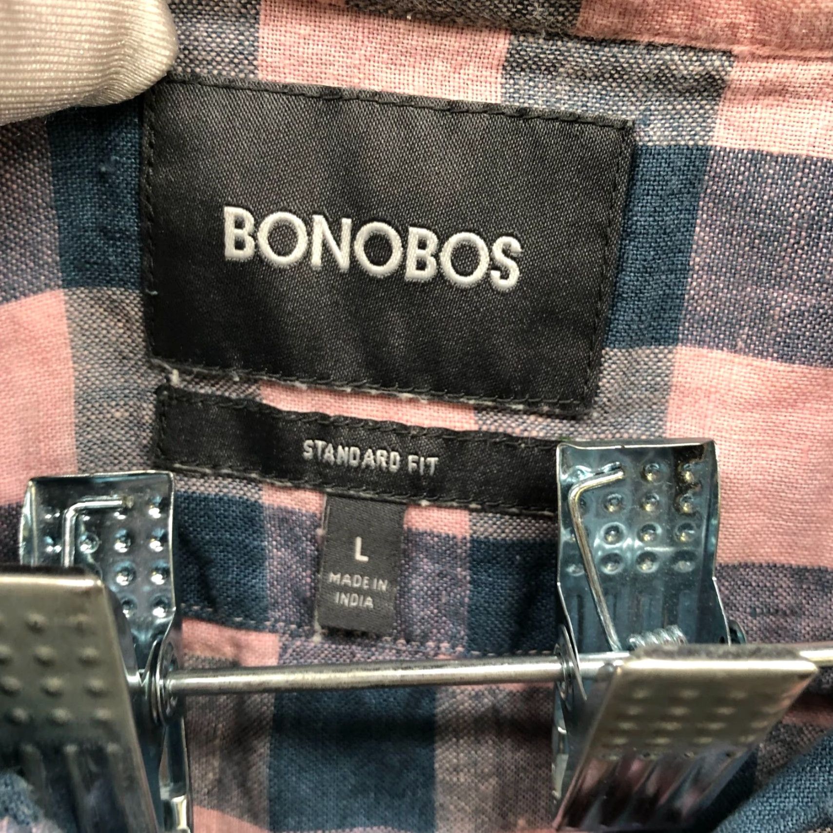 Bonobos Bonobos 100% Linen Button-Up Shirt Mens L Pink Blue Check Long Sleeve Casual Fit Size L / US 10 / IT 46 - 5 Thumbnail