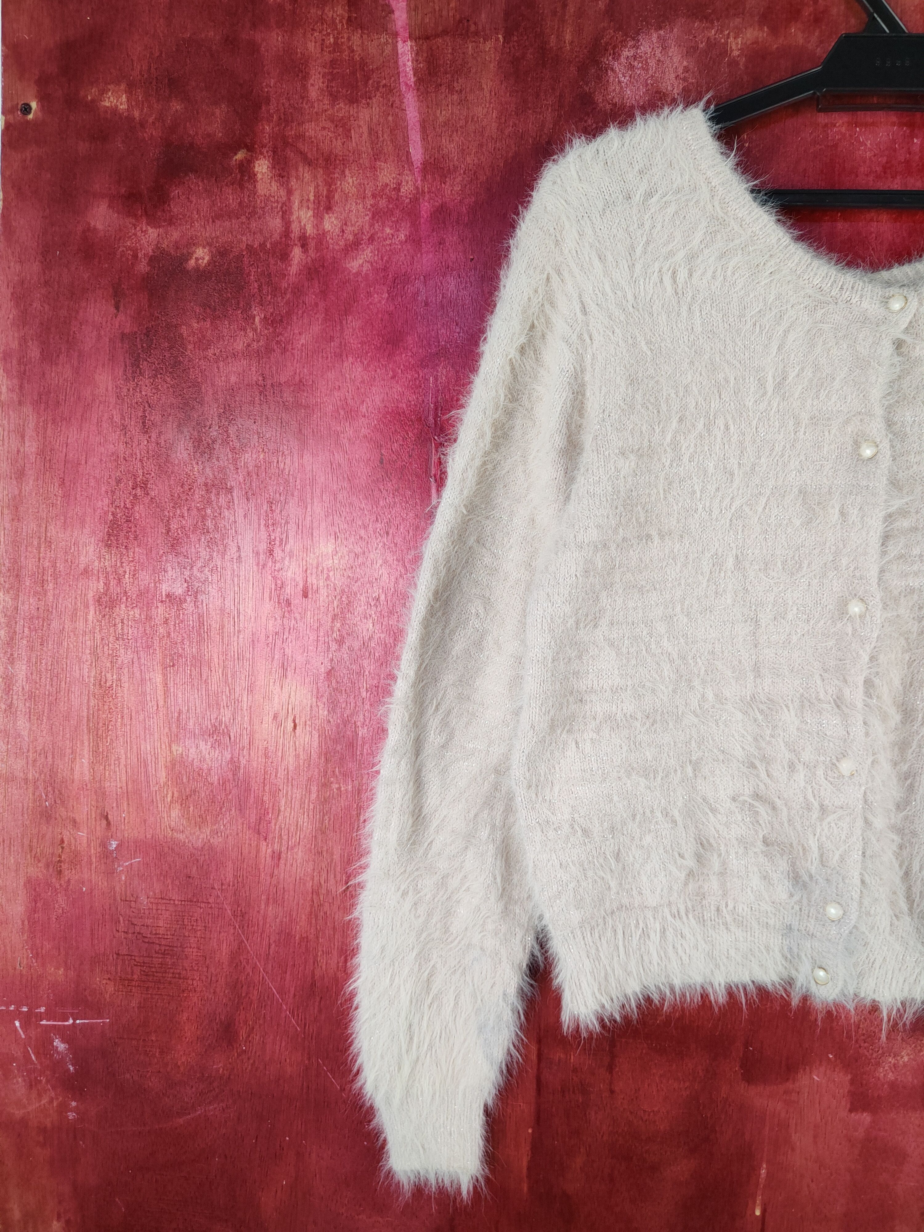 Homespun Knitwear × Japanese Brand DL HK Works London Pink Fur Mohair Knitwear Cardigan #S2098 Size L / US 10 / IT 46 - 3 Thumbnail