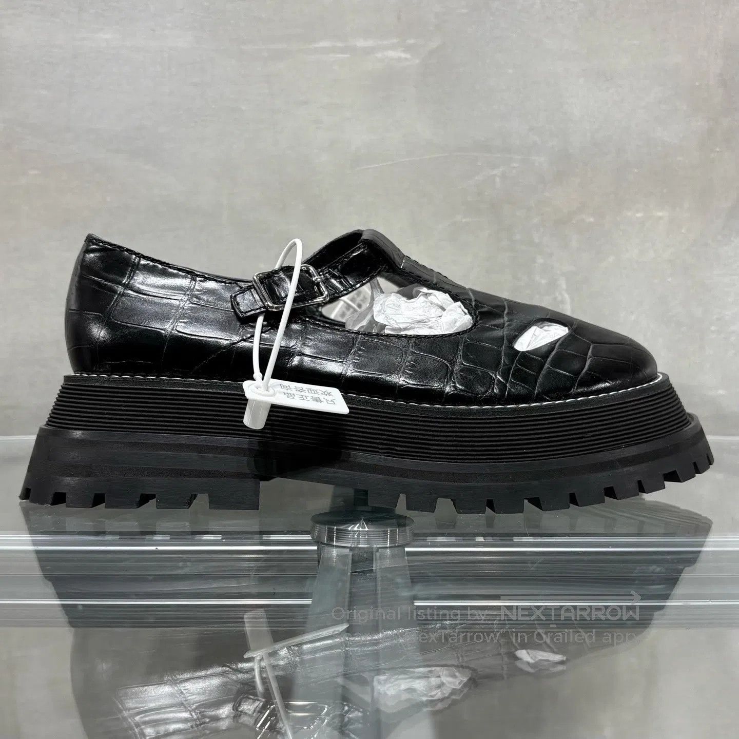 Burberry Burberry Black crocodile-print thick-soled sandals in Mary Size US 6.5 / IT 36.5 - 4 Thumbnail