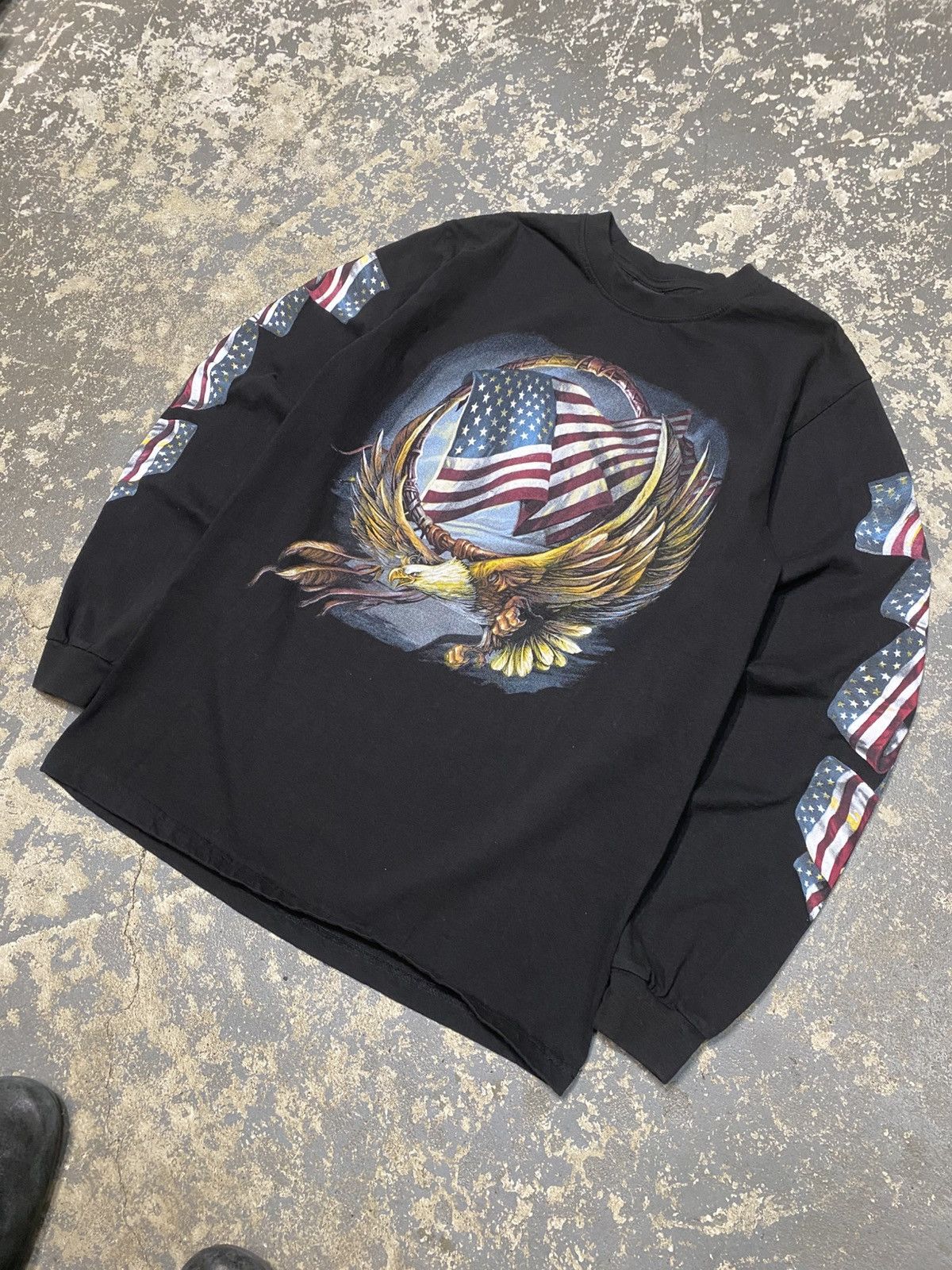 Vintage Vintage Eagle American Flag Long Sleeve Tshirt Size US M / EU 48-50 / 2 - 2 Thumbnail