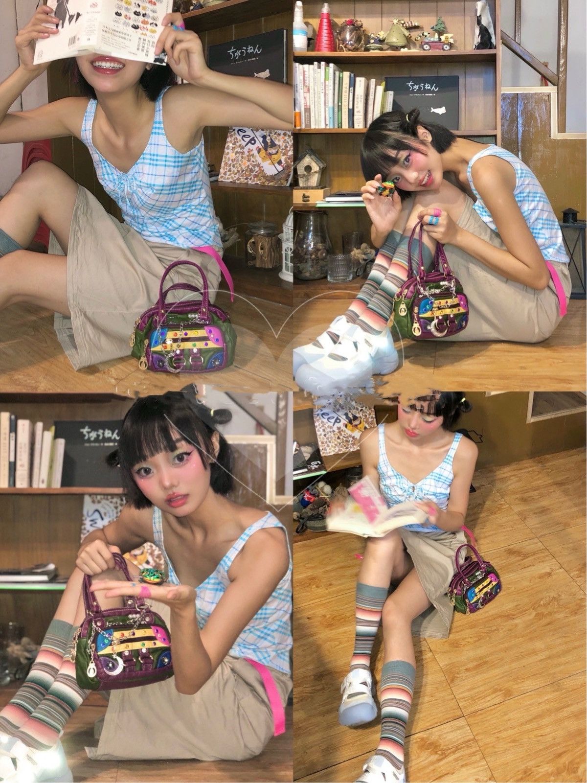 Other Y2K Colorblock Handbag – Green, Purple & Yellow Pop Colors Size ONE SIZE - 2 Thumbnail