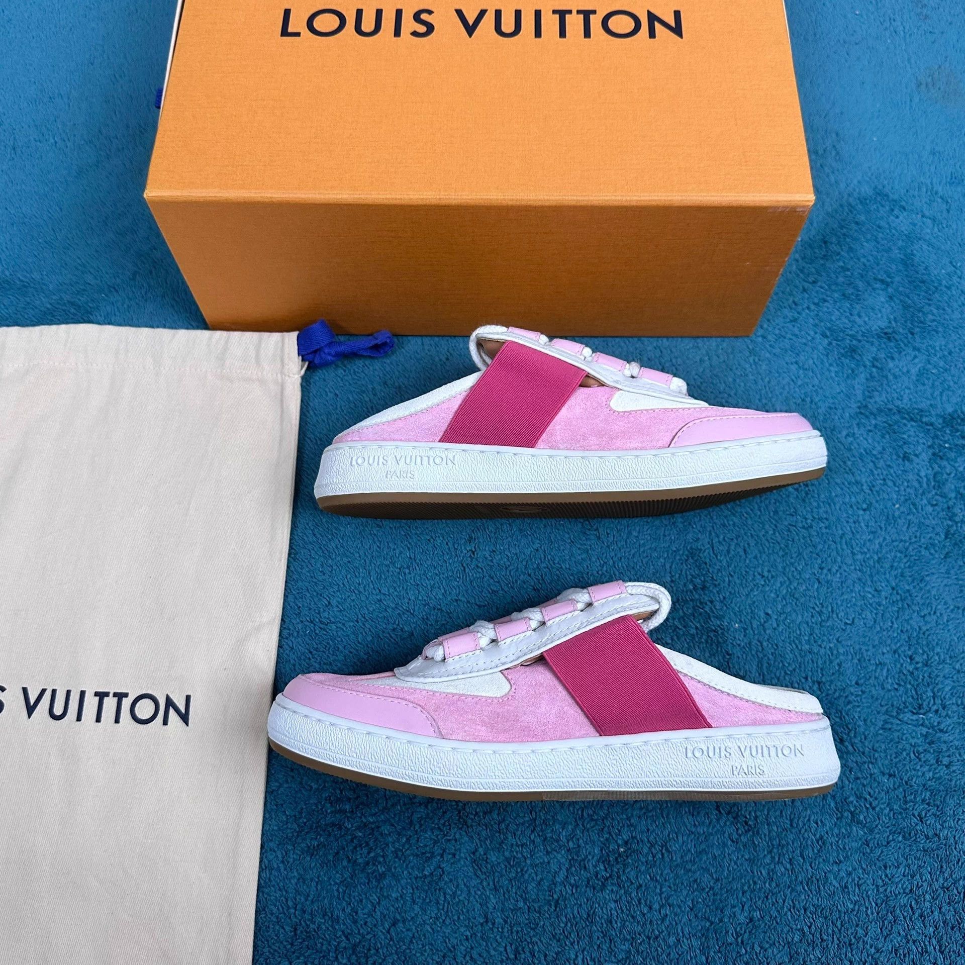 Louis Vuitton LV Pink & White Mules 35 Size US 4.5 / IT 34.5 - 2 Thumbnail
