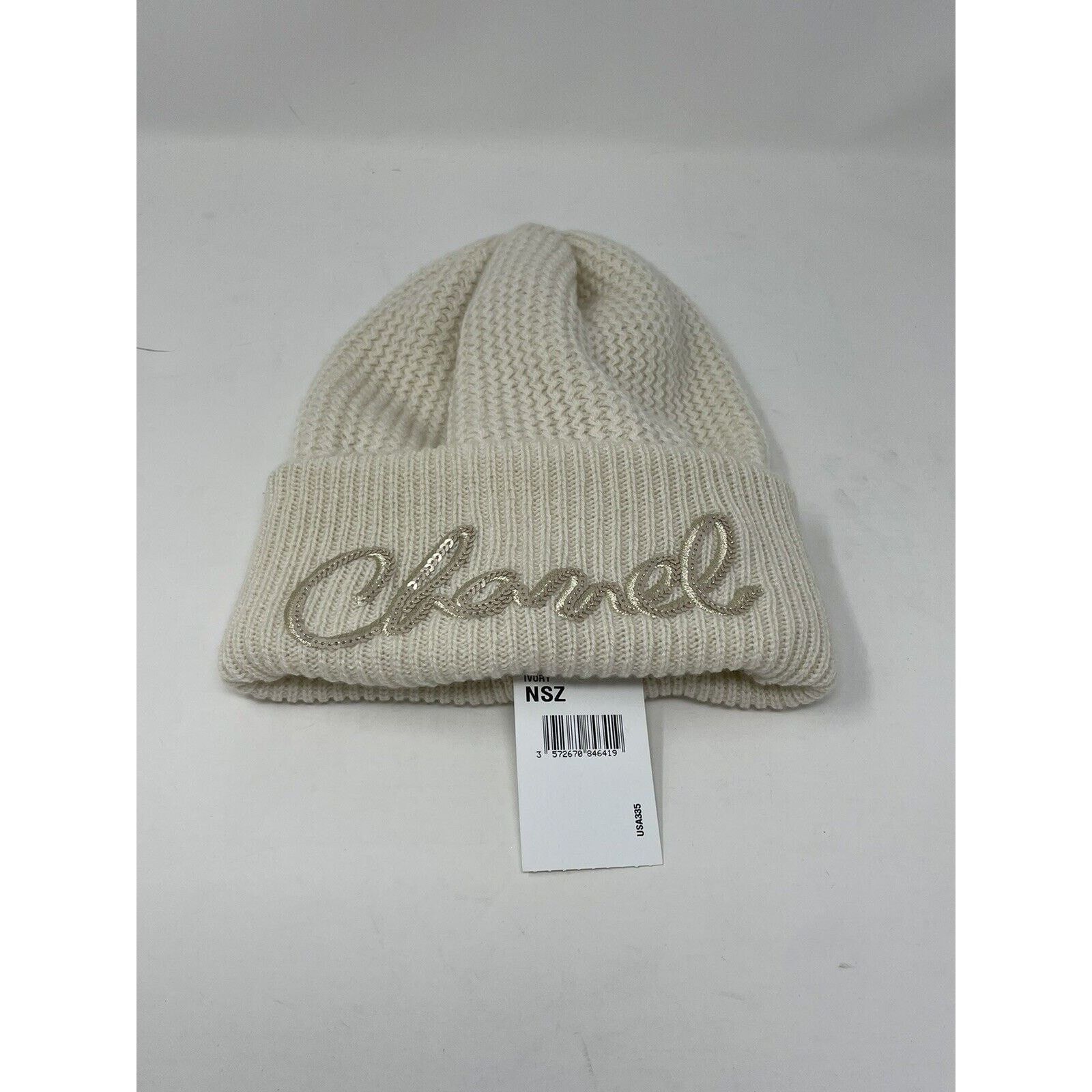 Chanel Chanel Cashmere Hat Beanie 22A Ivory Script NWT Size ONE SIZE - 6 Thumbnail