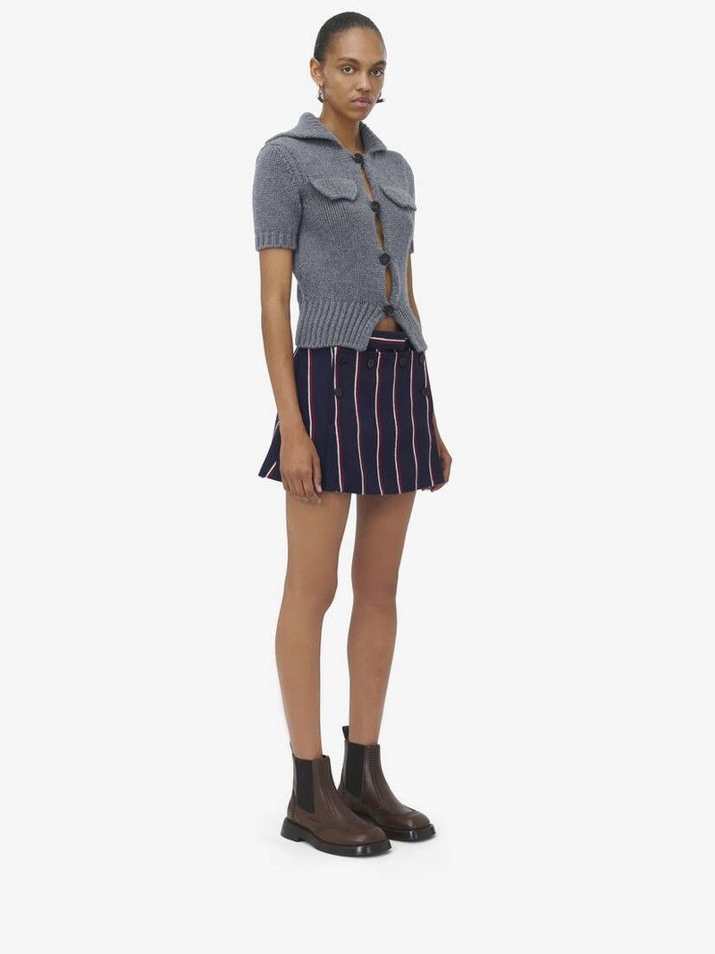 Alexander McQueen o1srvl11e0226 College Stripe Mini Skirt In Multicolor Size 28" / US 6 / IT 42 - 3 Thumbnail