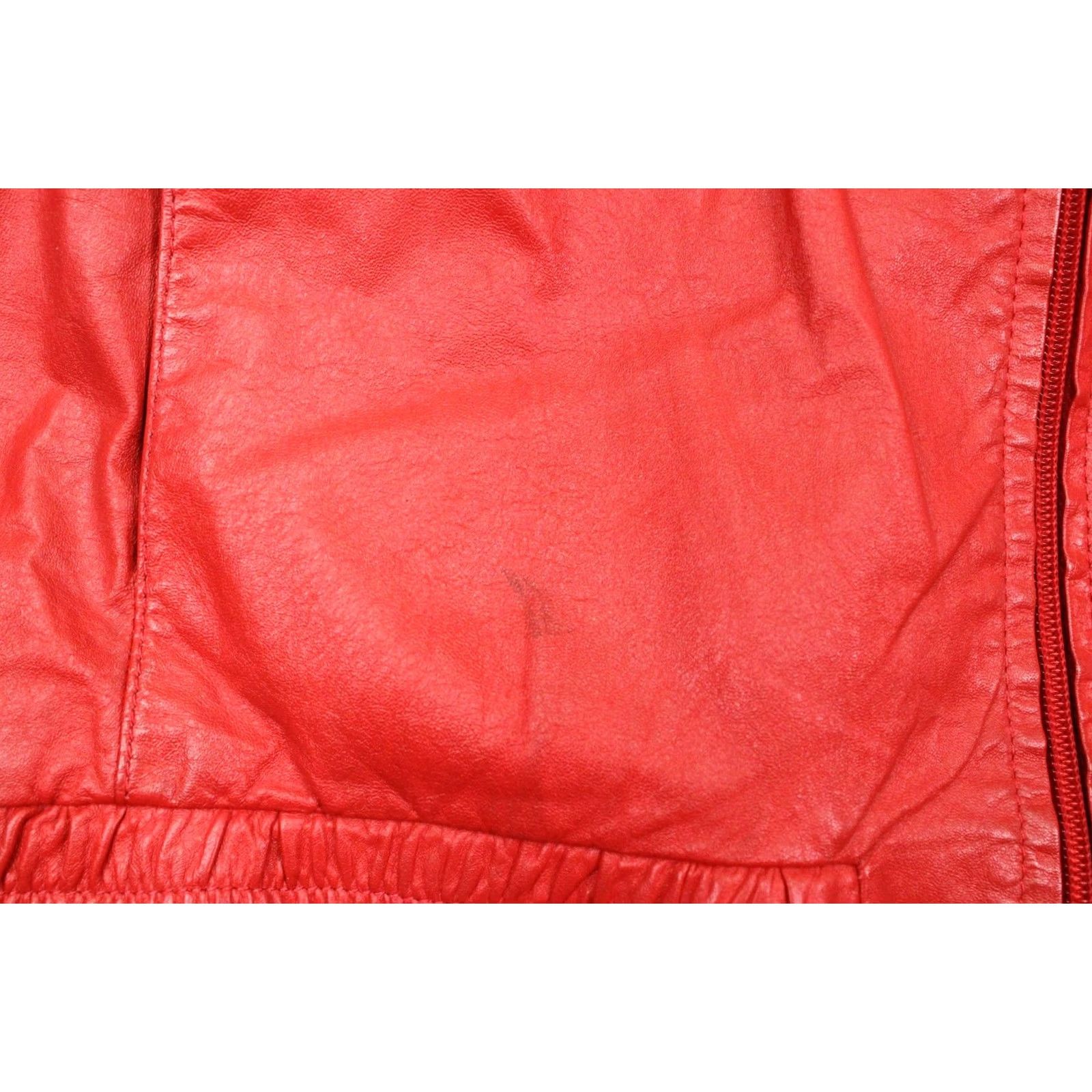 Paco Rabanne VINTAGE Paco Rabanne Jacket Womens Red Leather Bomber Zip 80s Size L / US 10 / IT 46 - 3 Thumbnail