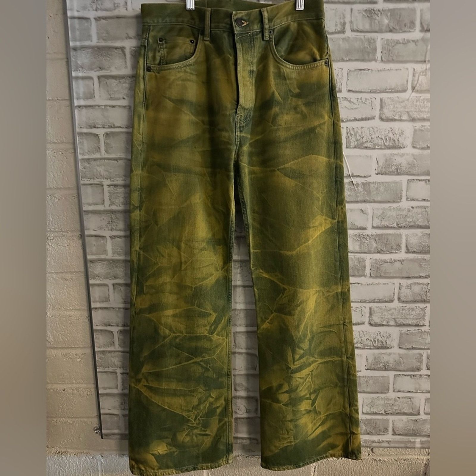 Acne Studios Jello 2021M Wide Jeans EU 30 Electric Green / Yellow Tie Dye Size US 36 / EU 52 - 6 Thumbnail