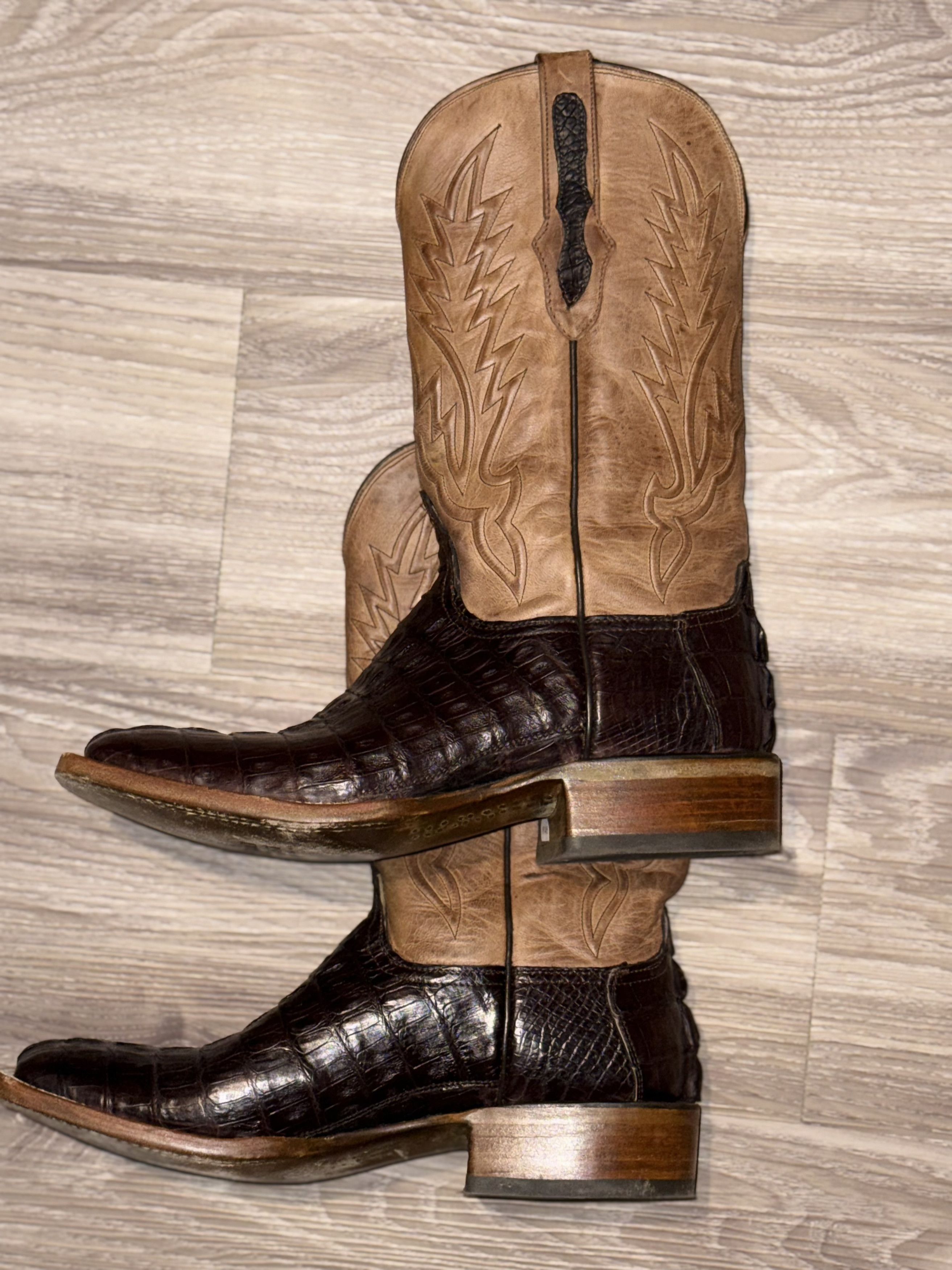 Blackjack Black Jack Chocolate Gator and Tan Goat Maddog Square Exotic Size US 9.5 / EU 42-43 - 8 Thumbnail