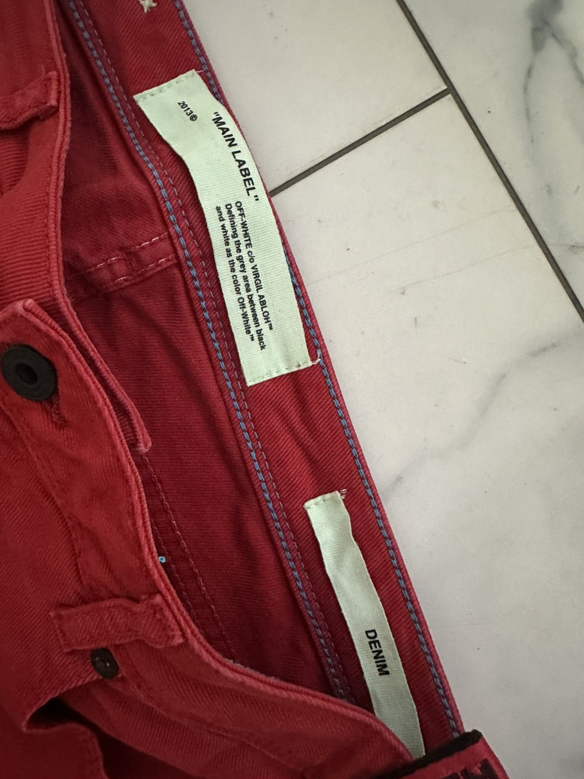 Off-White Off-White Industrial Red Denim Size US 28 / EU 44 - 3 Thumbnail